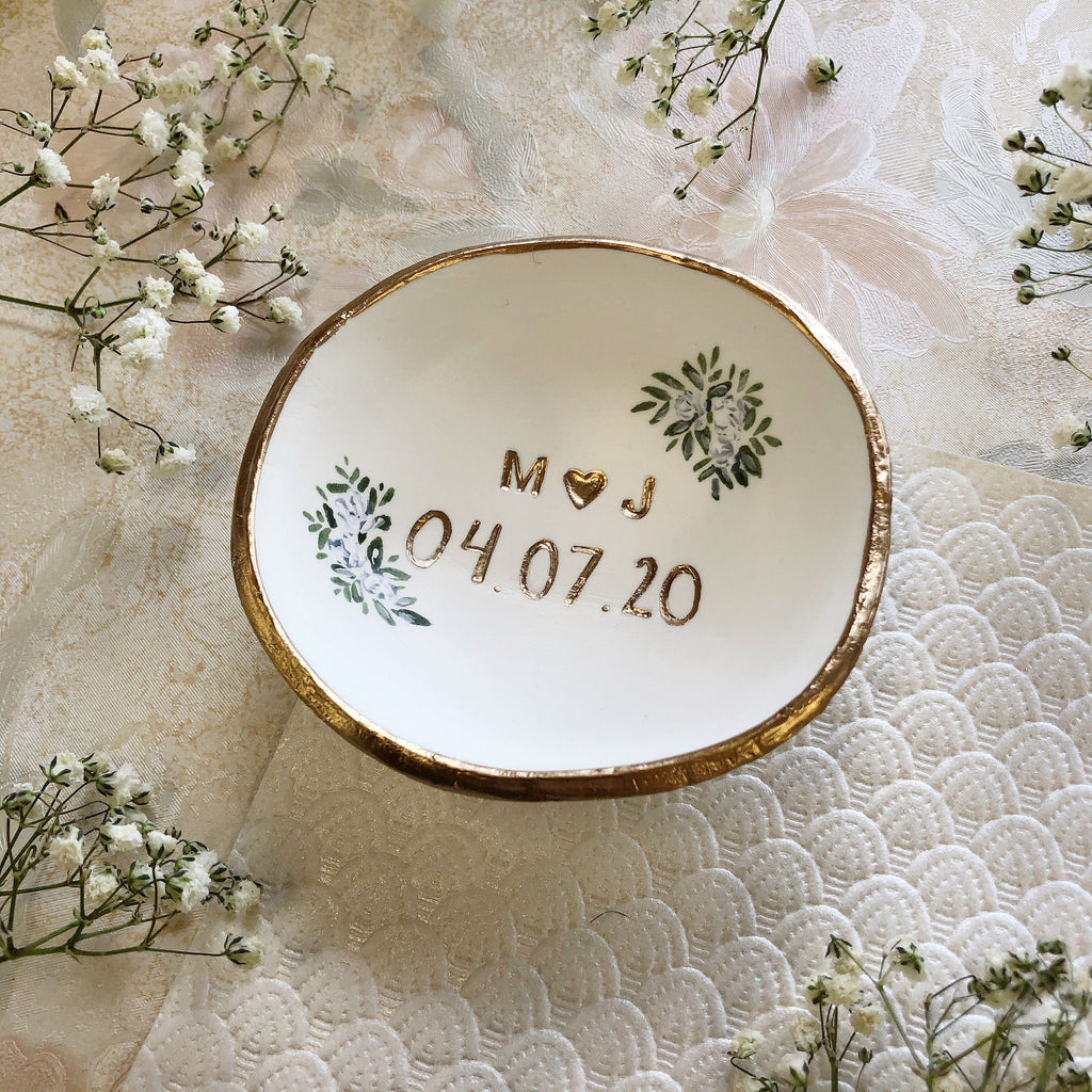 Custom Wedding Gift /  Ring Dish / Date and Initials / Wedding Gift / Personalized Gift / Personalized / Engagement Gift /