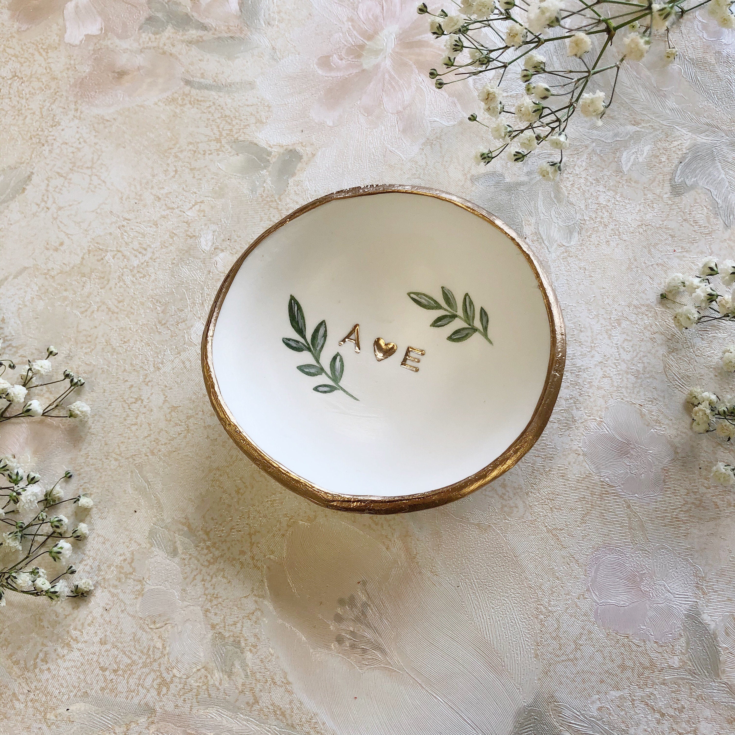 Custom Wedding Gift /  Ring Dish / Date and Initials / Wedding Gift / Personalized Gift / Personalized / Engagement Gift /