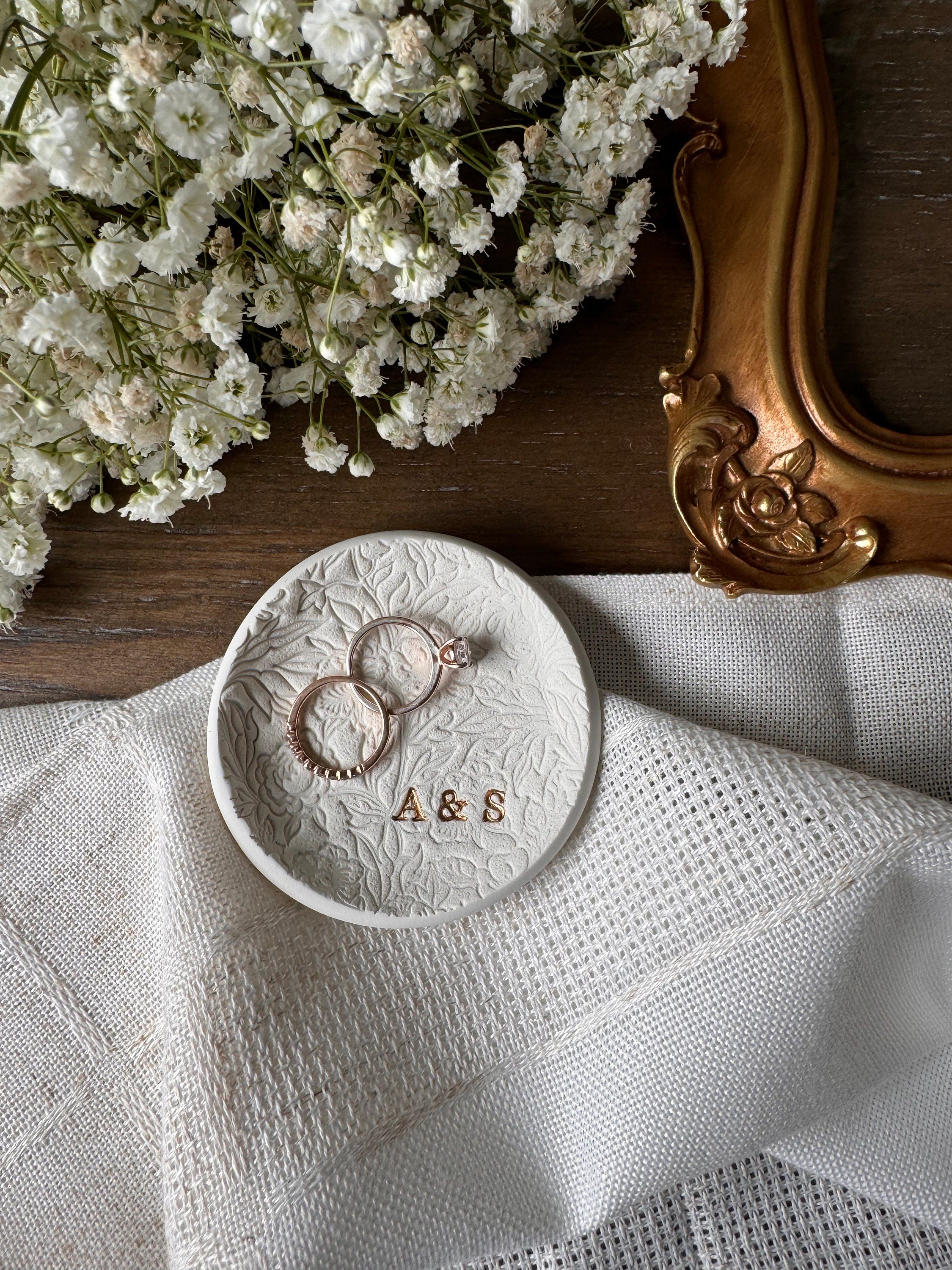 Personalized Lace Jewelry Dish | Ring Dish | Wedding Gift | Engagement Gift | Bridal Shower | Lace | Wedding Photography | Flatlay