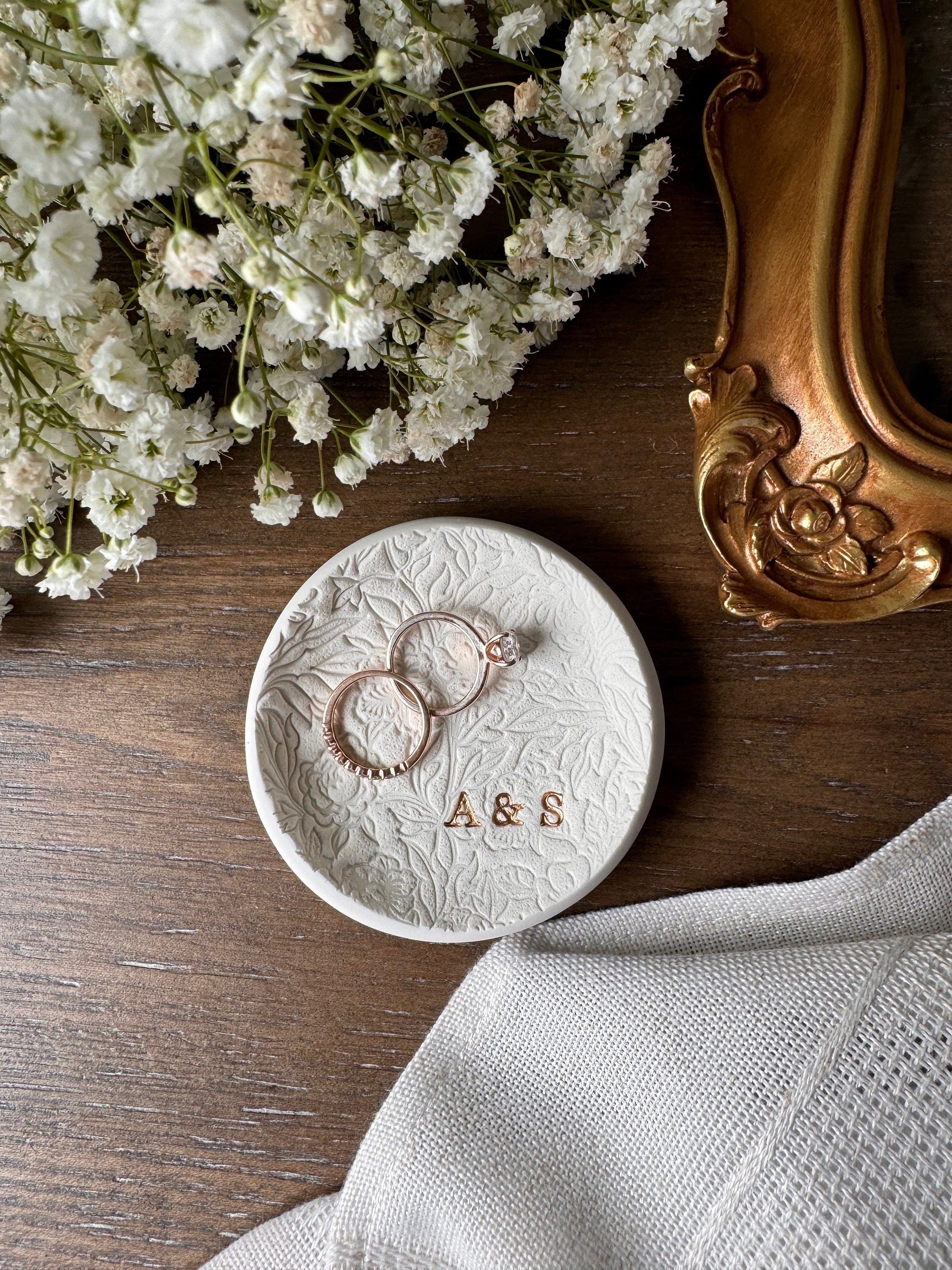Personalized Lace Jewelry Dish | Ring Dish | Wedding Gift | Engagement Gift | Bridal Shower | Lace | Wedding Photography | Flatlay