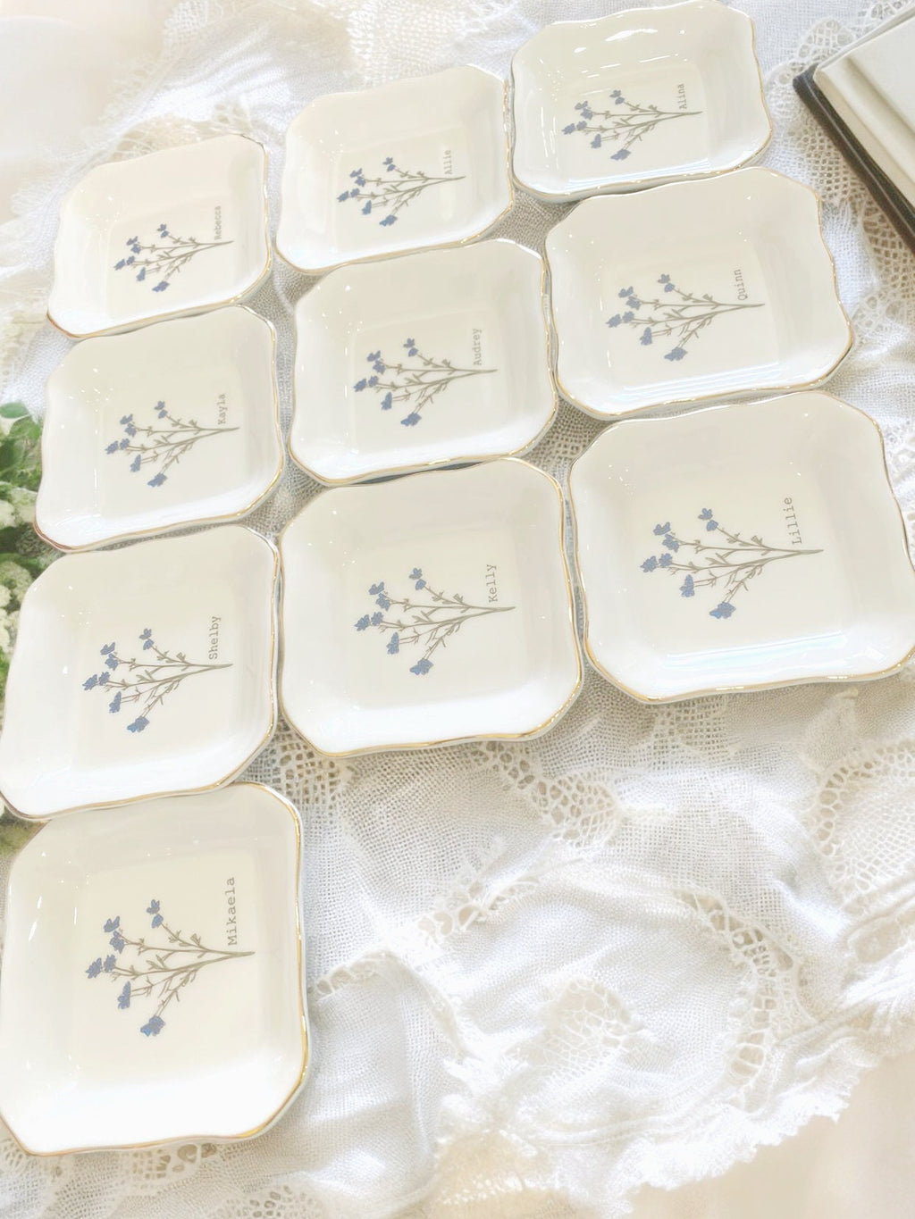 Wildflowers Personalized Ring Dish/Flower Jewelry Dish/Floral Friendship Gifts/Wedding Bridesmaid Gifts/Birthday Gift/Engagement Brides Gift