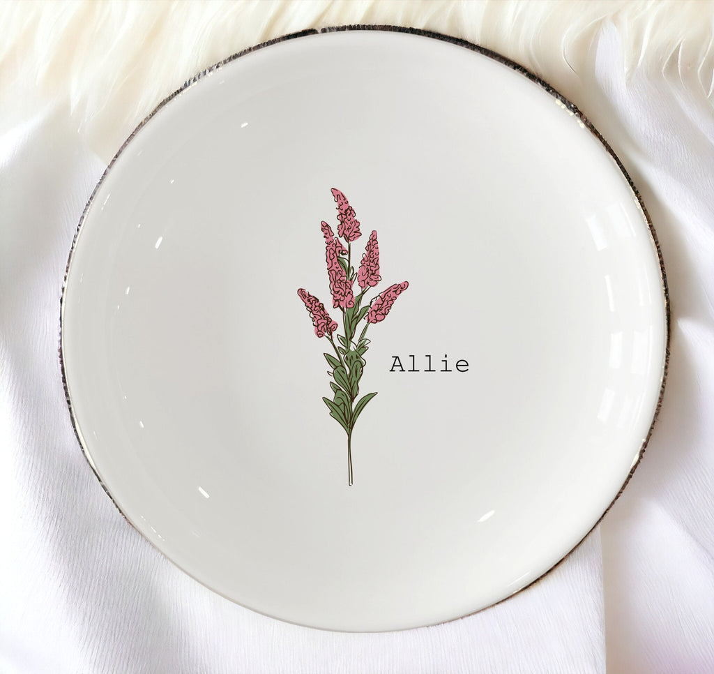 Wildflowers Personalized Ring Dish/Flower Jewelry Dish/Floral Friendship Gifts/Wedding Bridesmaid Gifts/Birthday Gift/Engagement Brides Gift