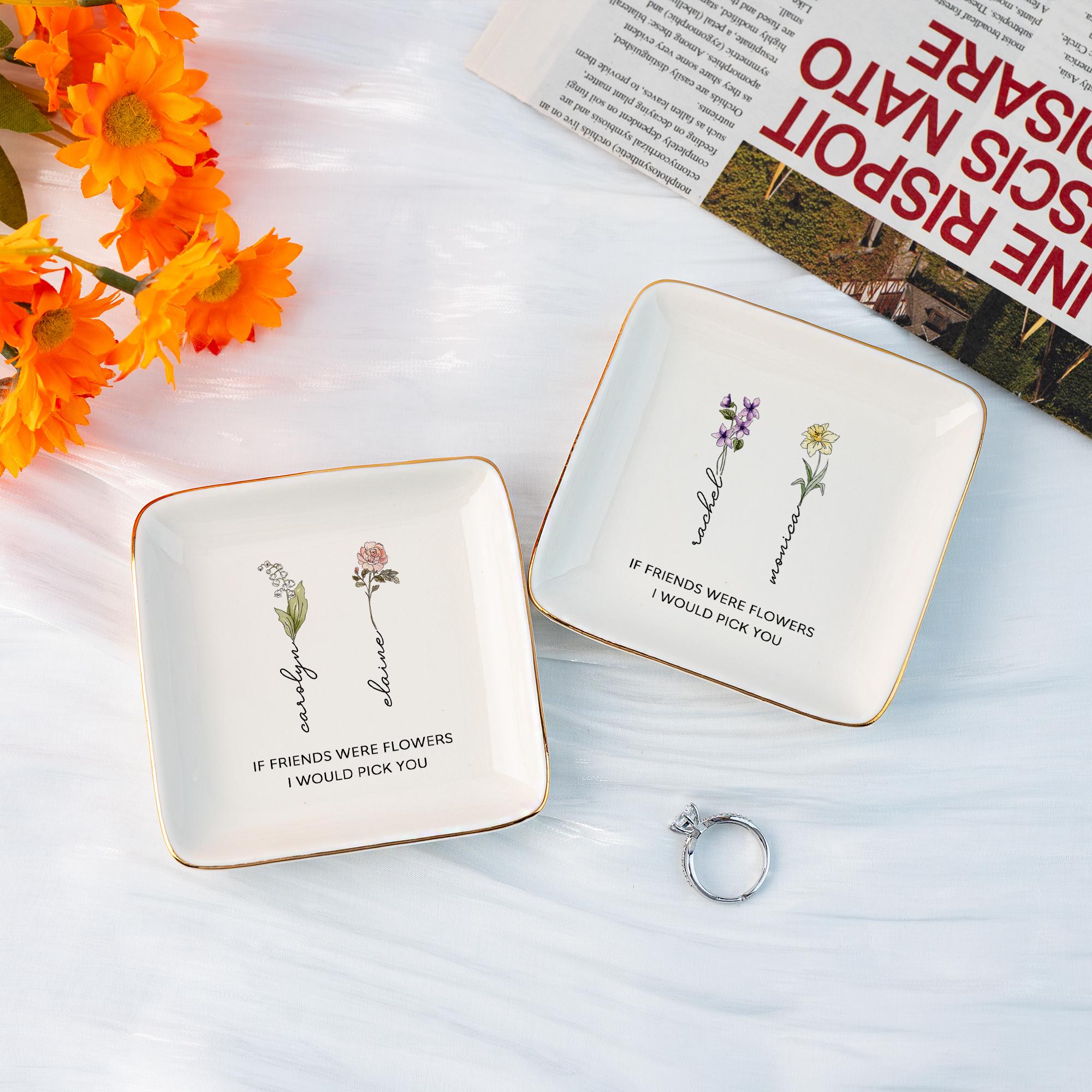 Personalized Birth Flower Jewelry Dish
