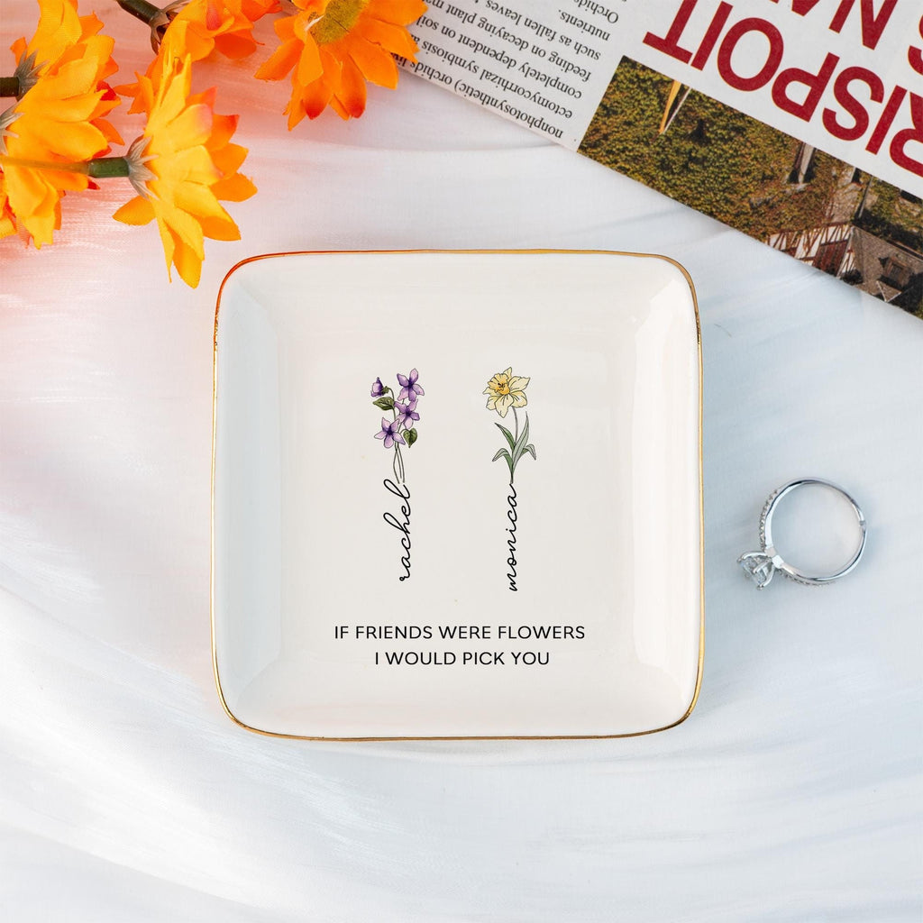 Personalized Birth Flower Jewelry Dish