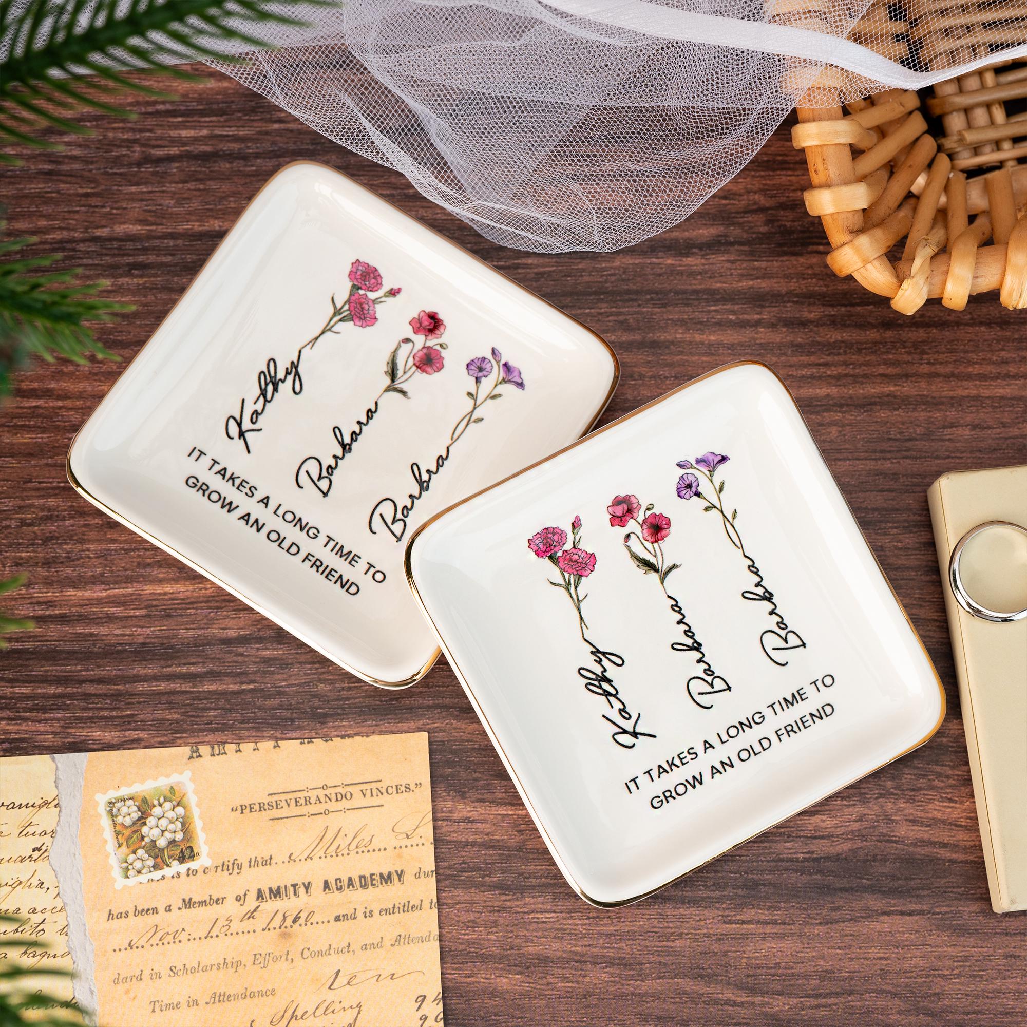 Personalized Birth Flower Jewelry Dish