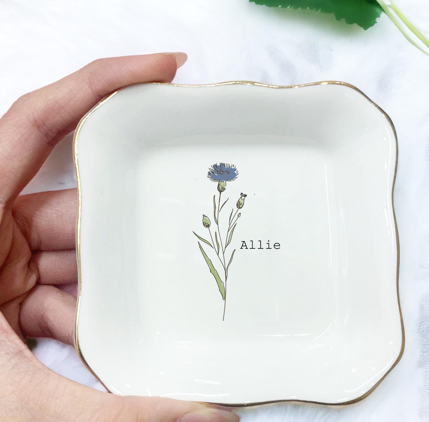 Wildflowers Personalized Ring Dish/Flower Jewelry Dish/Floral Friendship Gifts/Wedding Bridesmaid Gifts/Birthday Gift/Engagement Brides Gift
