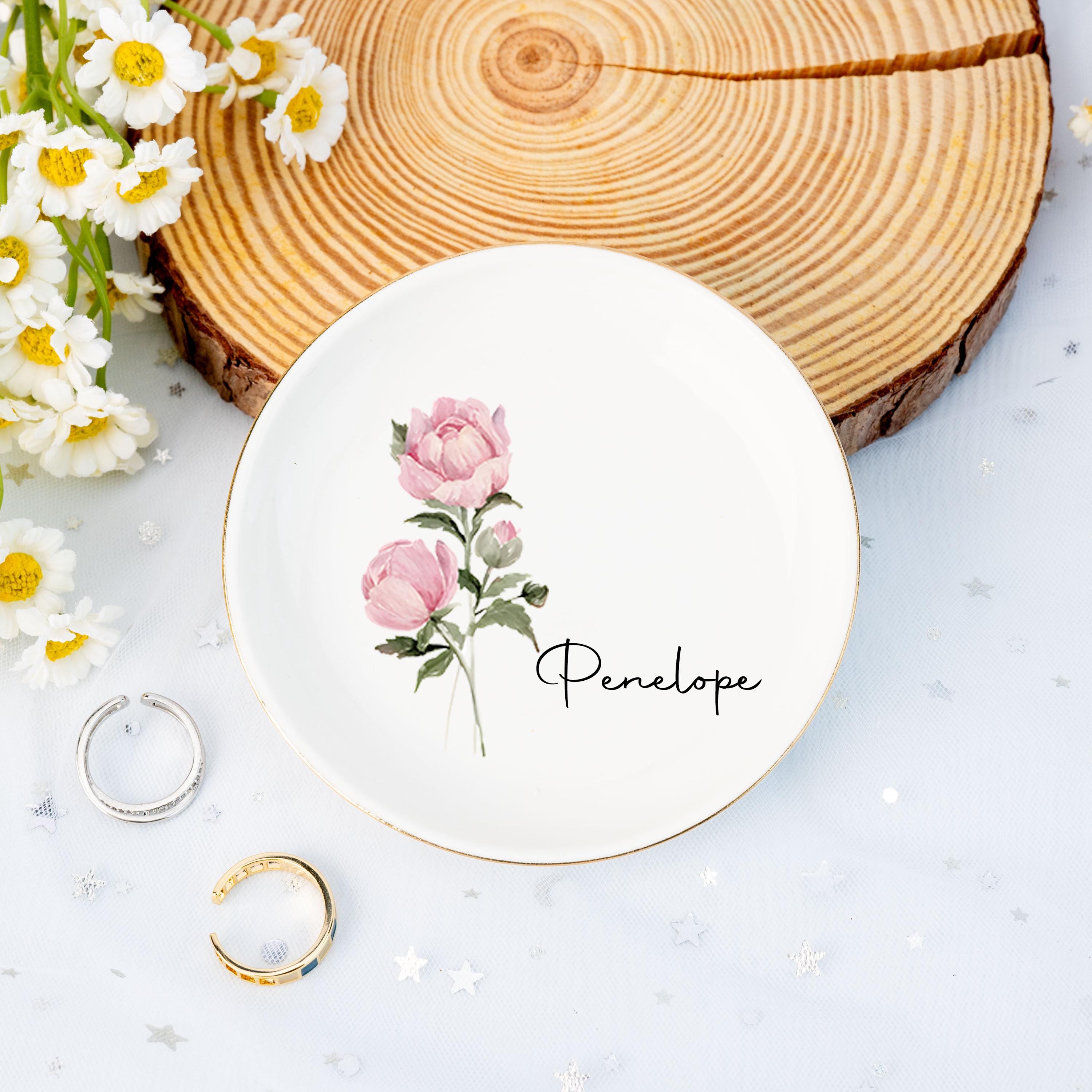 Personalized Birth Flower Jewelry Dish
