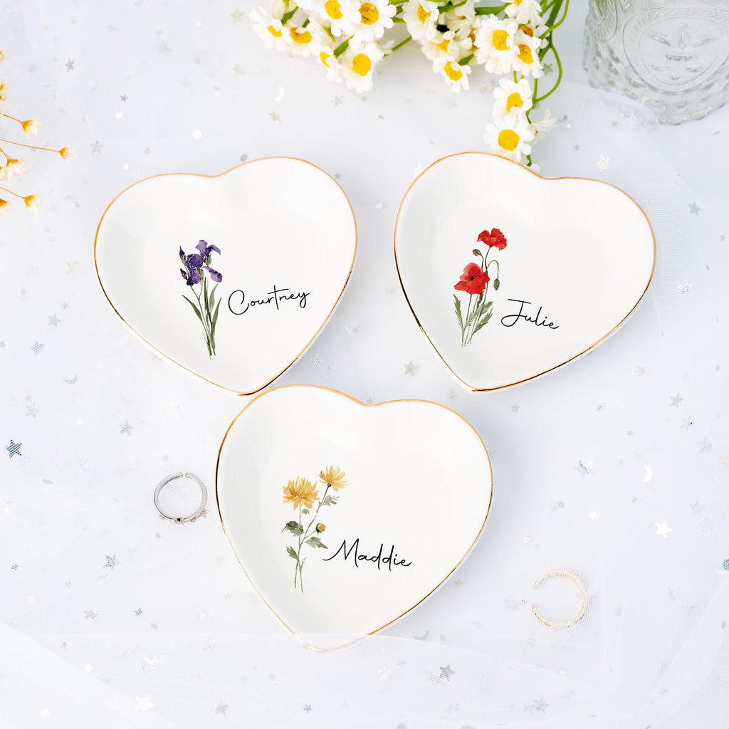 Personalized Birth Flower Jewelry Dish