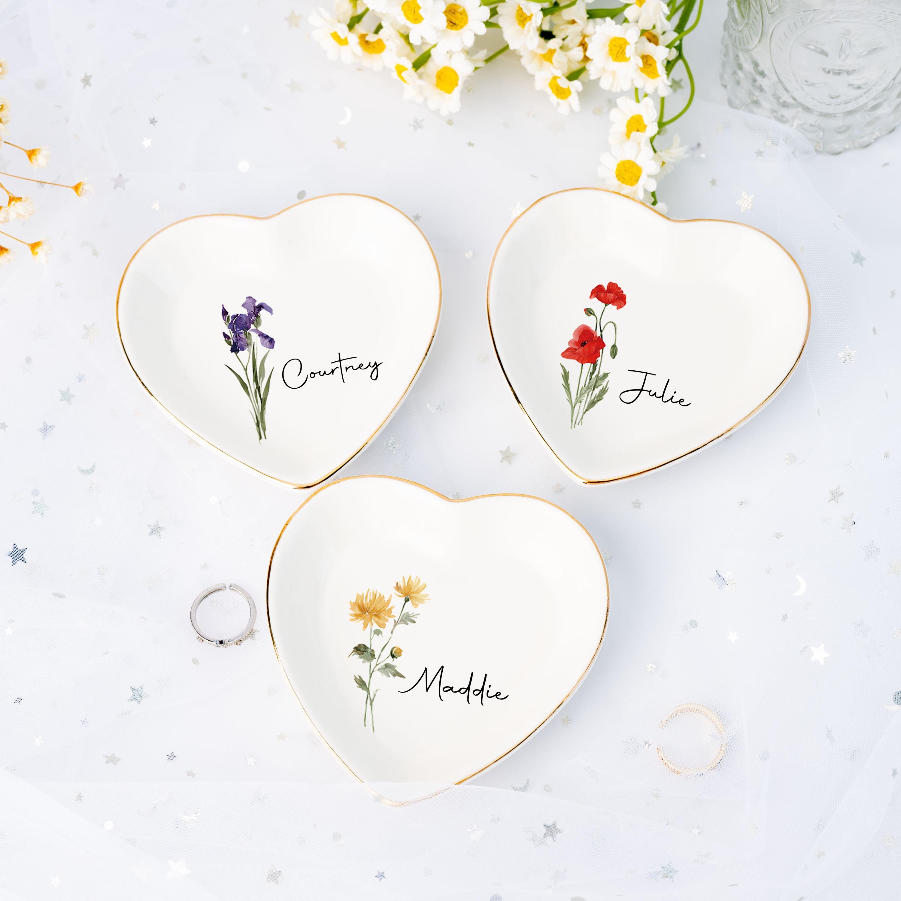 Personalized Birth Flower Jewelry Dish