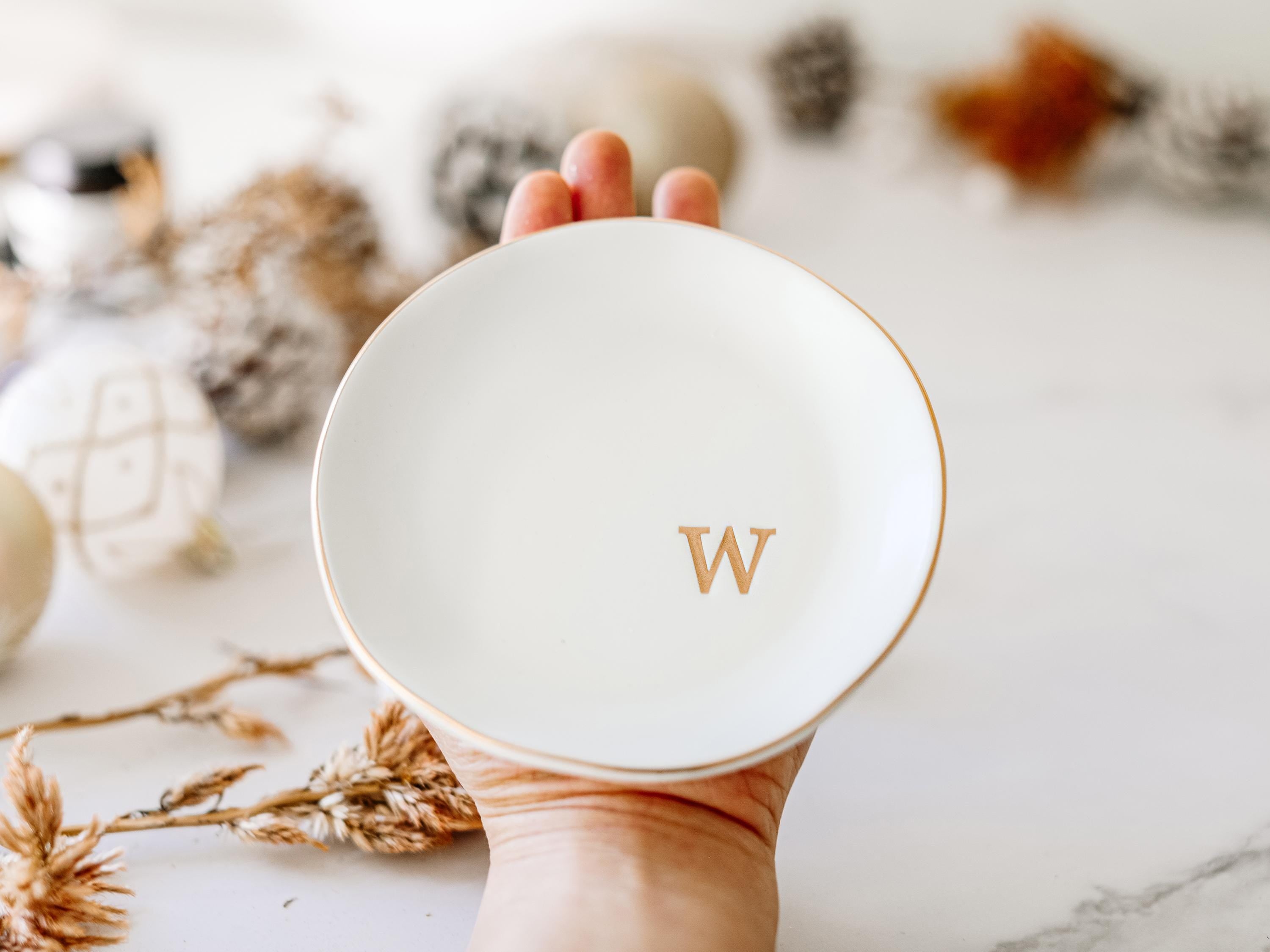 Personalized Ceramic Ring Dish - Bridesmaid Gift, Engagement Ring Holder, Bridal Shower Gift, Anniversary Keepsake, Wedding Gift (Ring Dish)