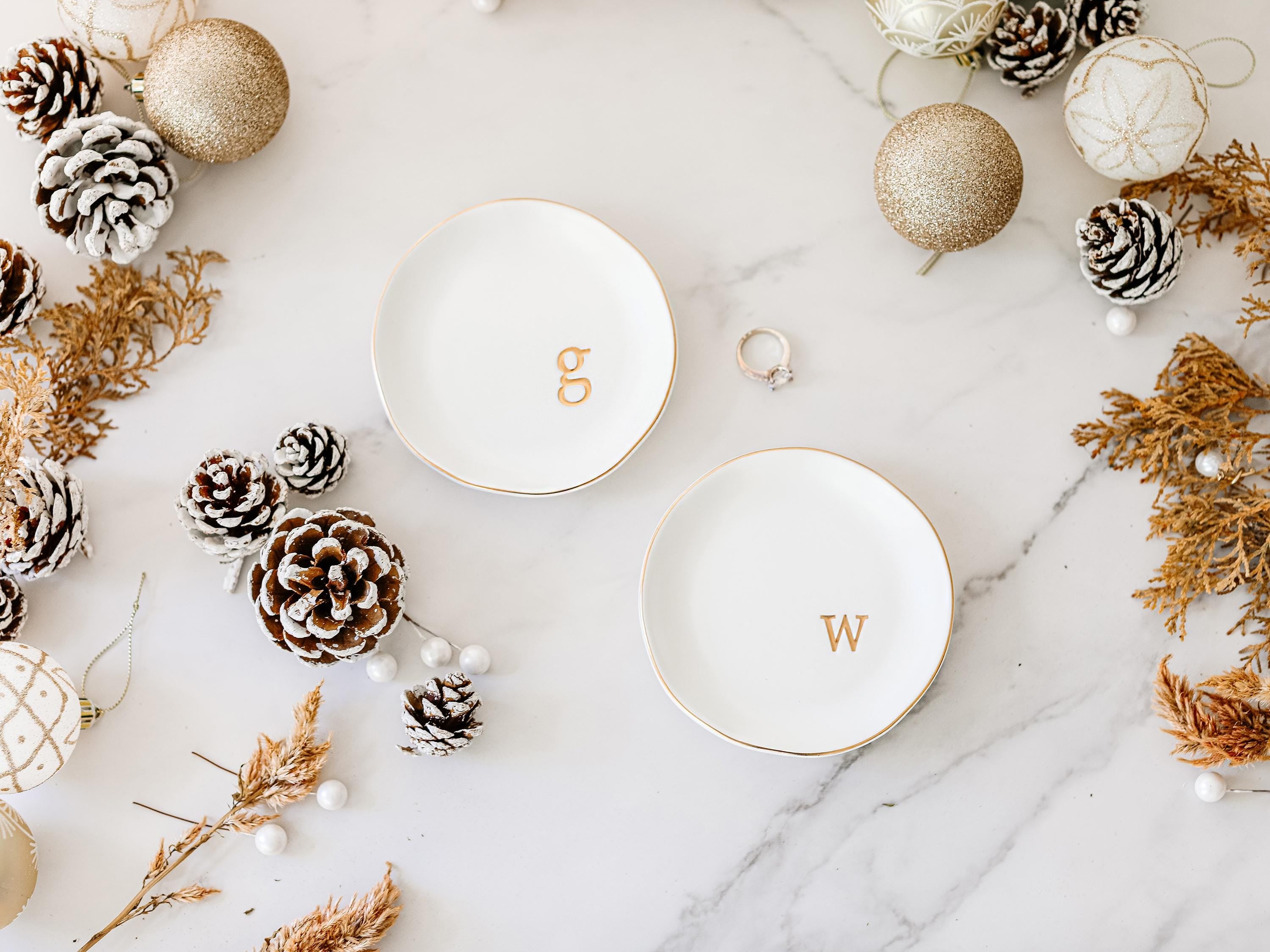 Personalized Ceramic Ring Dish - Bridesmaid Gift, Engagement Ring Holder, Bridal Shower Gift, Anniversary Keepsake, Wedding Gift (Ring Dish)