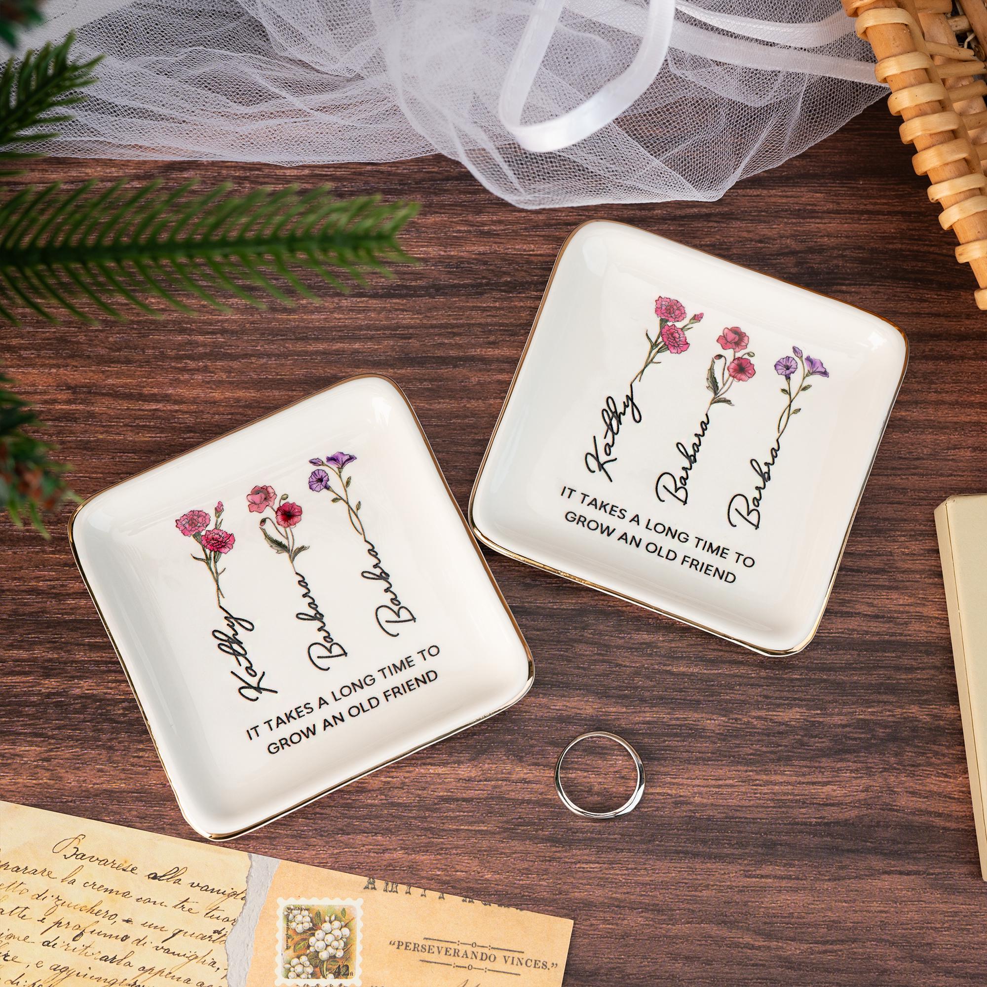 Personalized Birth Flower Jewelry Dish