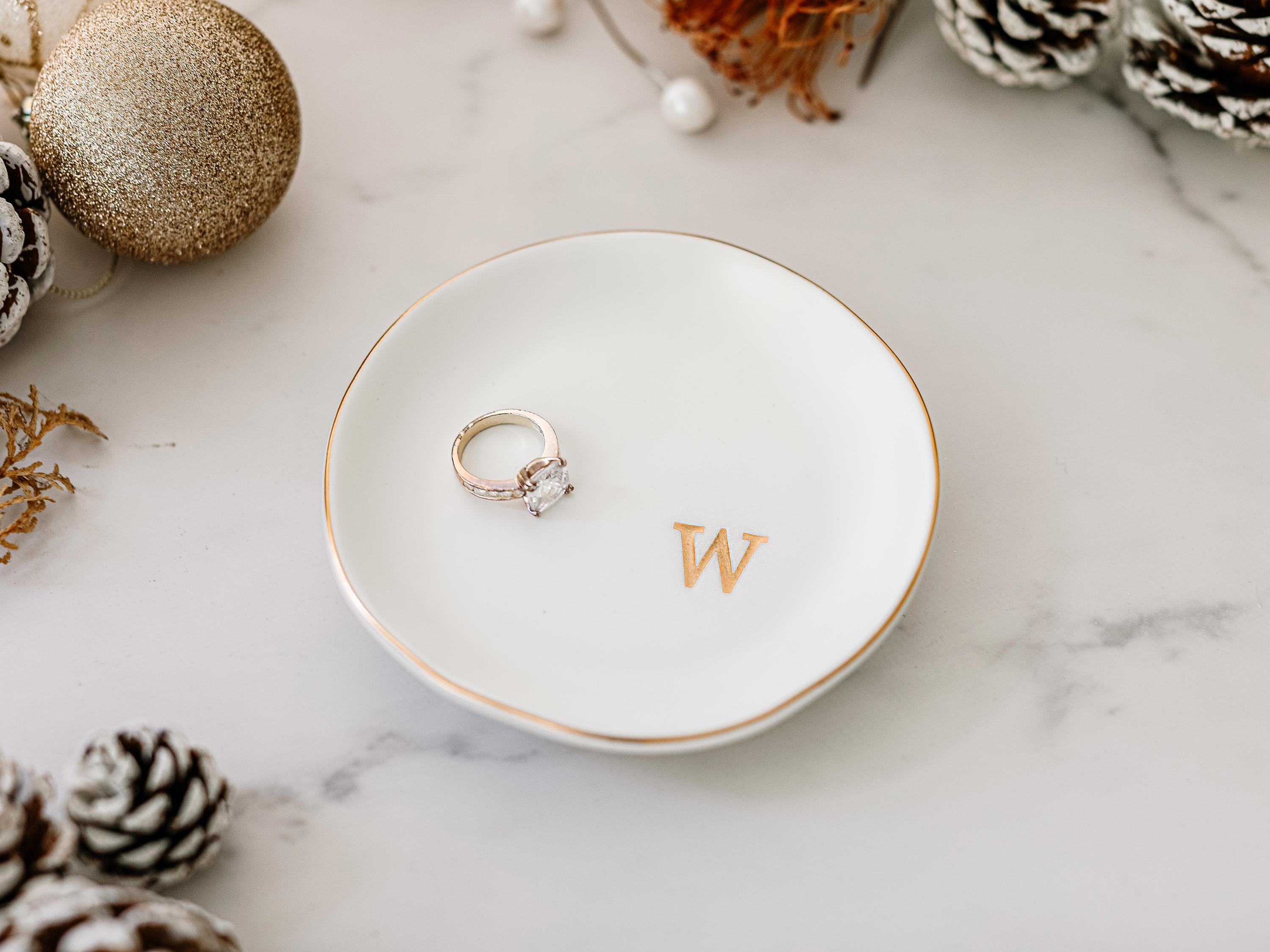 Personalized Ceramic Ring Dish - Bridesmaid Gift, Engagement Ring Holder, Bridal Shower Gift, Anniversary Keepsake, Wedding Gift (Ring Dish)