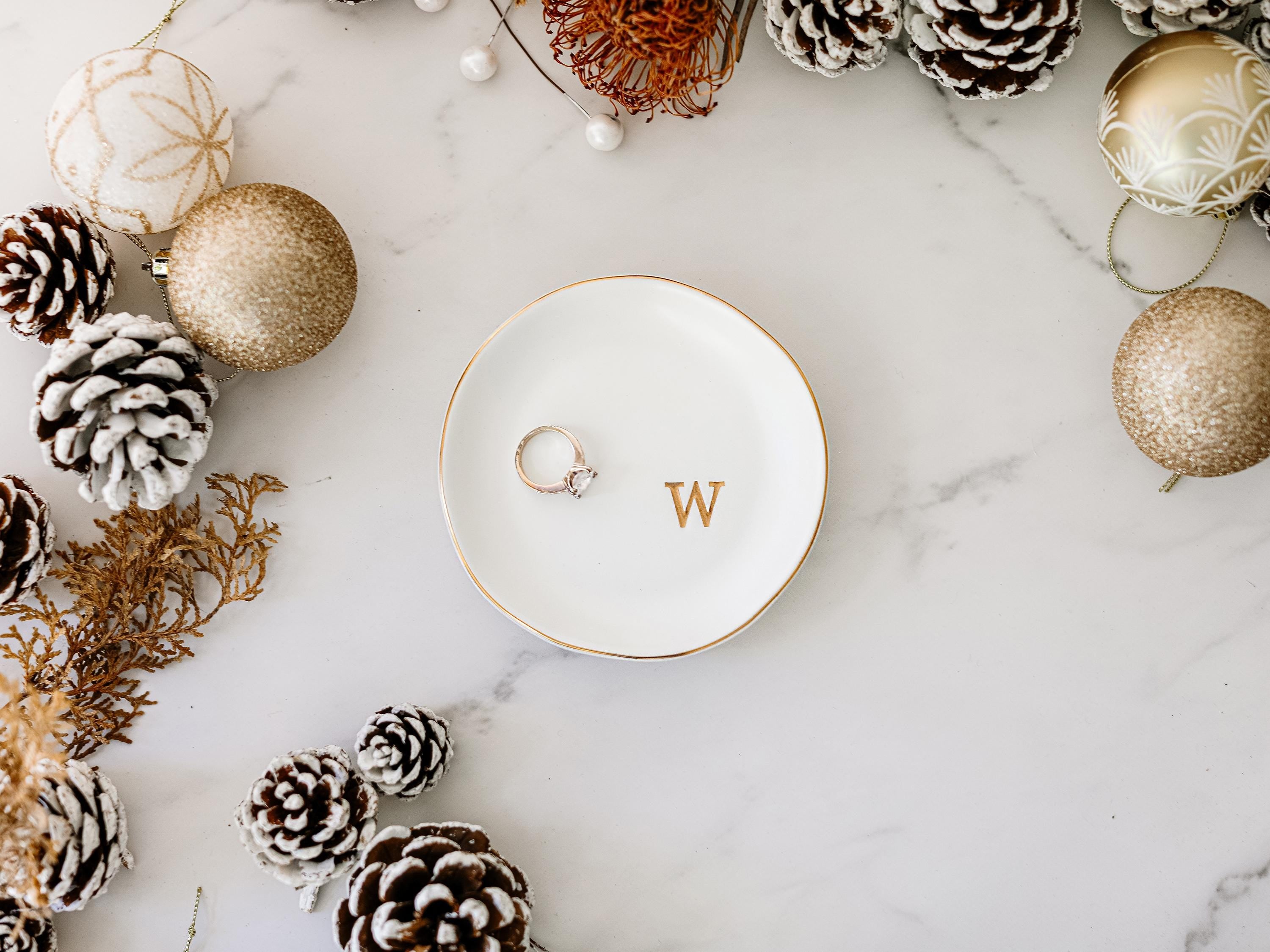 Personalized Ceramic Ring Dish - Bridesmaid Gift, Engagement Ring Holder, Bridal Shower Gift, Anniversary Keepsake, Wedding Gift (Ring Dish)