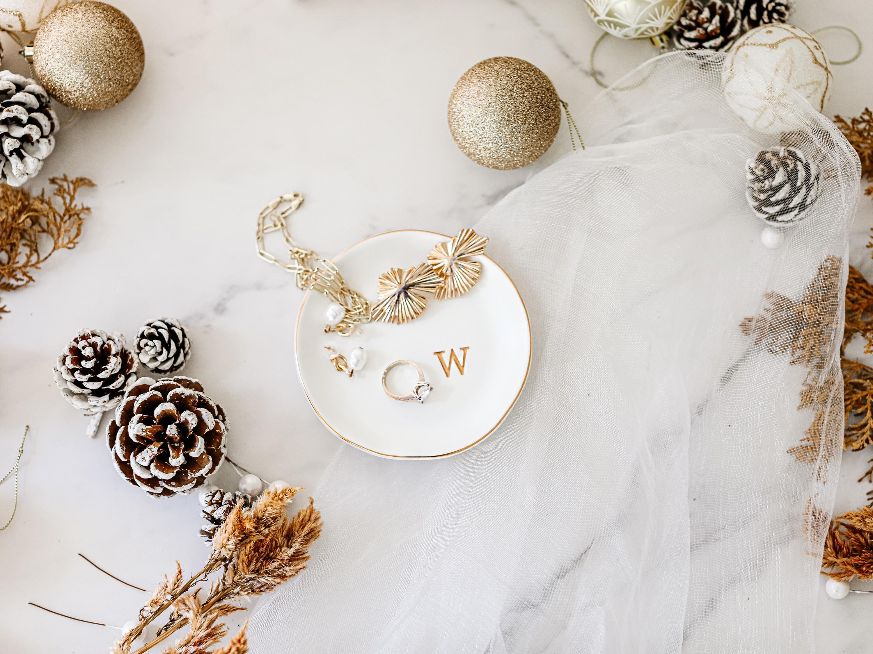 Personalized Ceramic Ring Dish - Bridesmaid Gift, Engagement Ring Holder, Bridal Shower Gift, Anniversary Keepsake, Wedding Gift (Ring Dish)