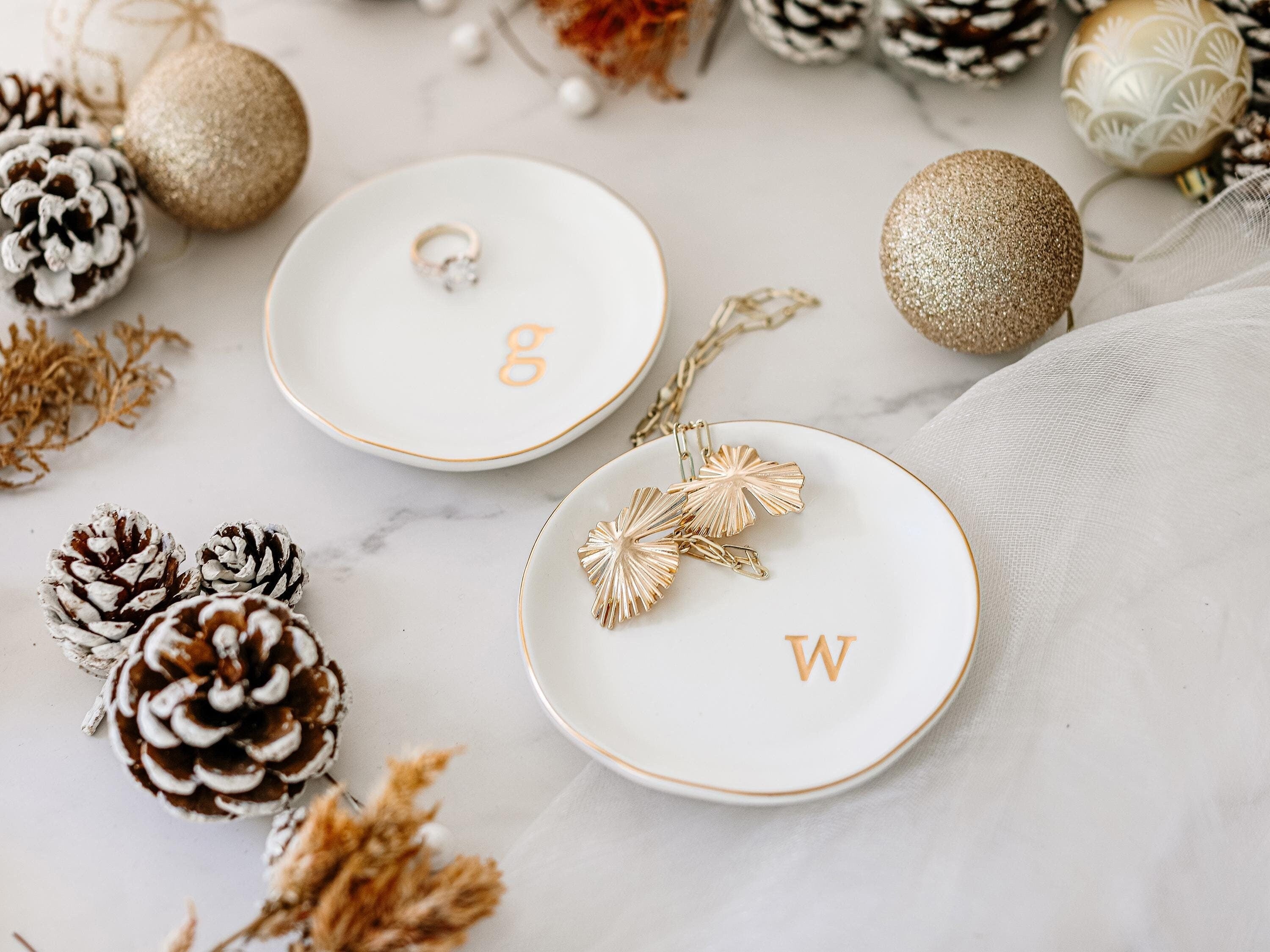 Personalized Ceramic Ring Dish - Bridesmaid Gift, Engagement Ring Holder, Bridal Shower Gift, Anniversary Keepsake, Wedding Gift (Ring Dish)