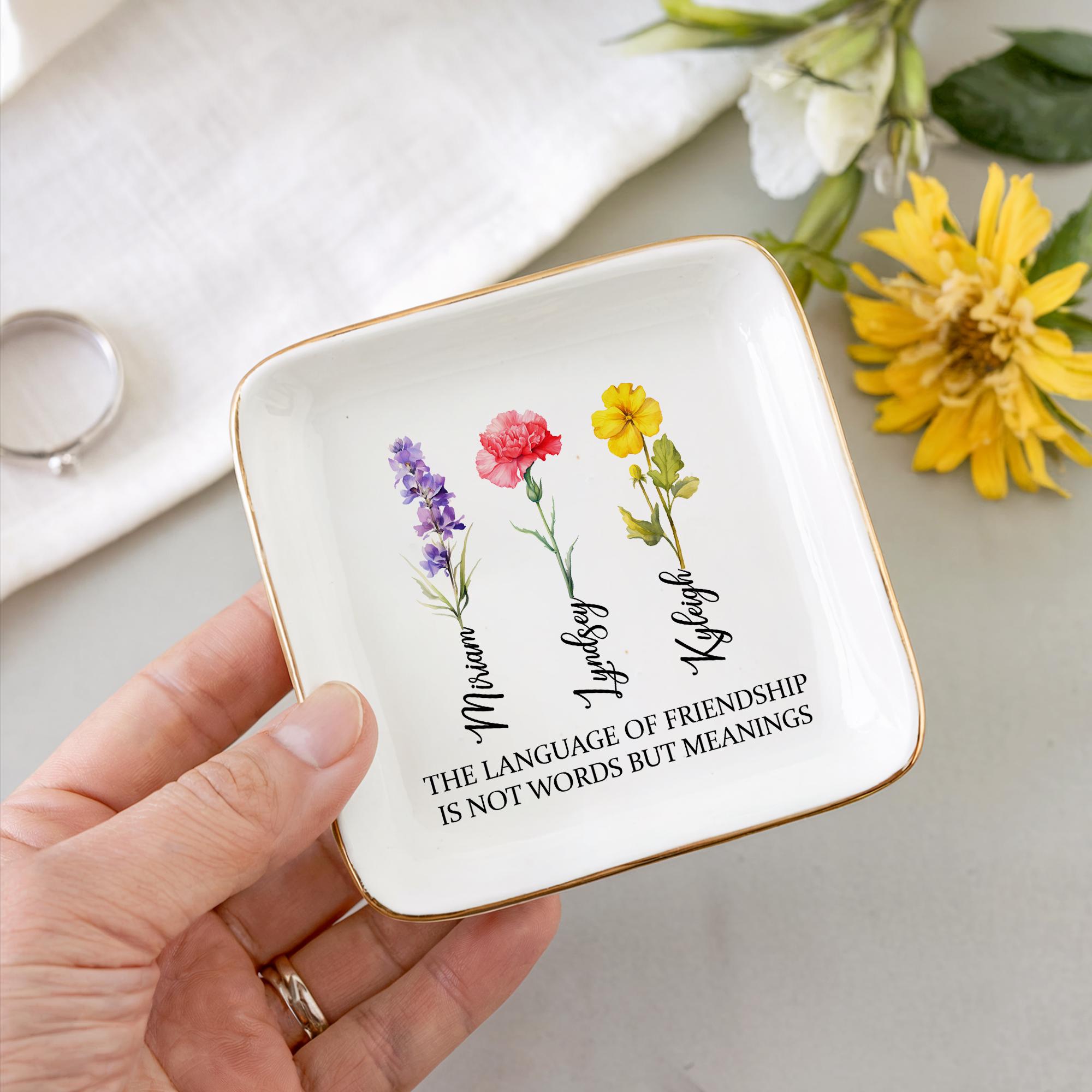 Personalized Birth Flower Jewelry Dish