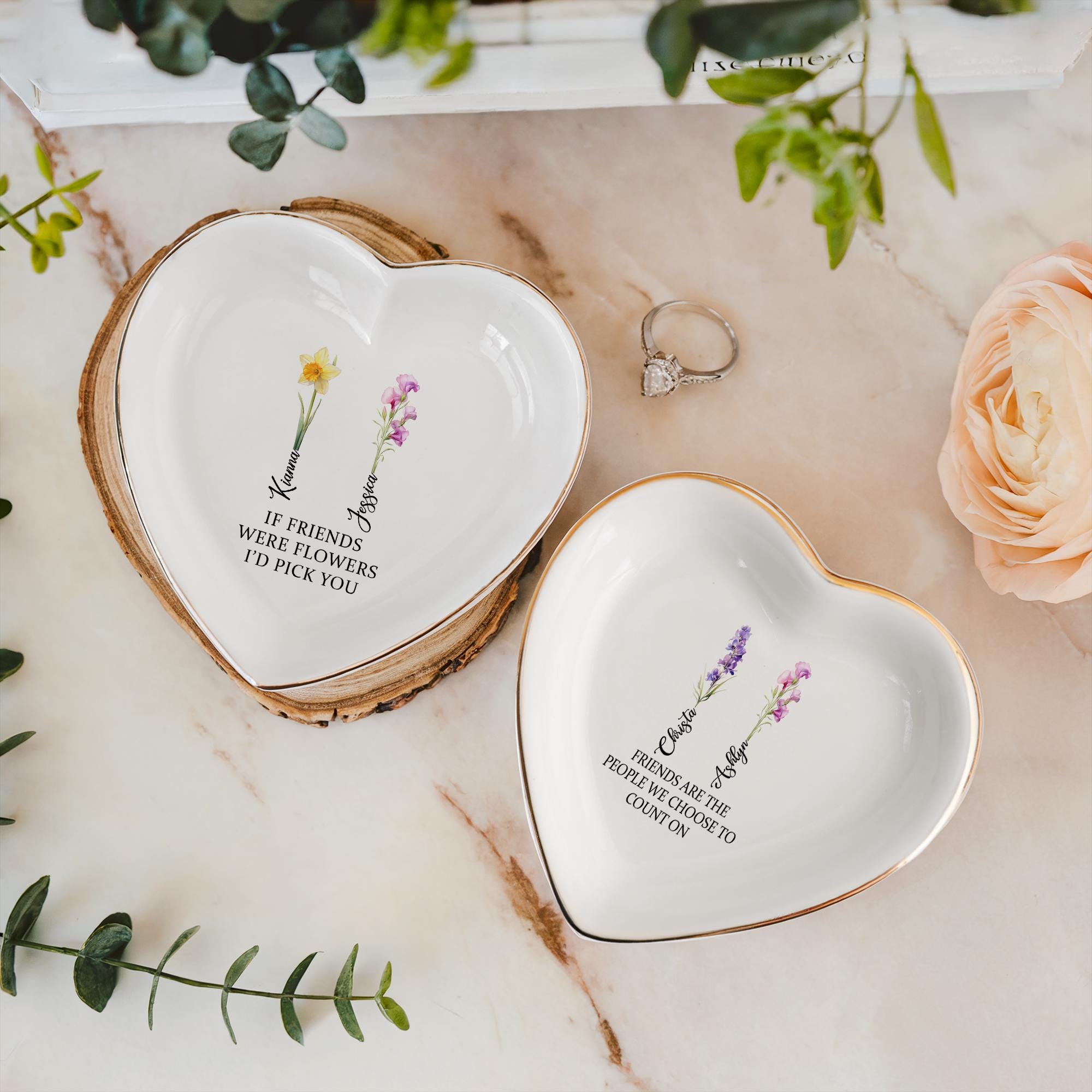 Personalized Birth Flower Jewelry Dish