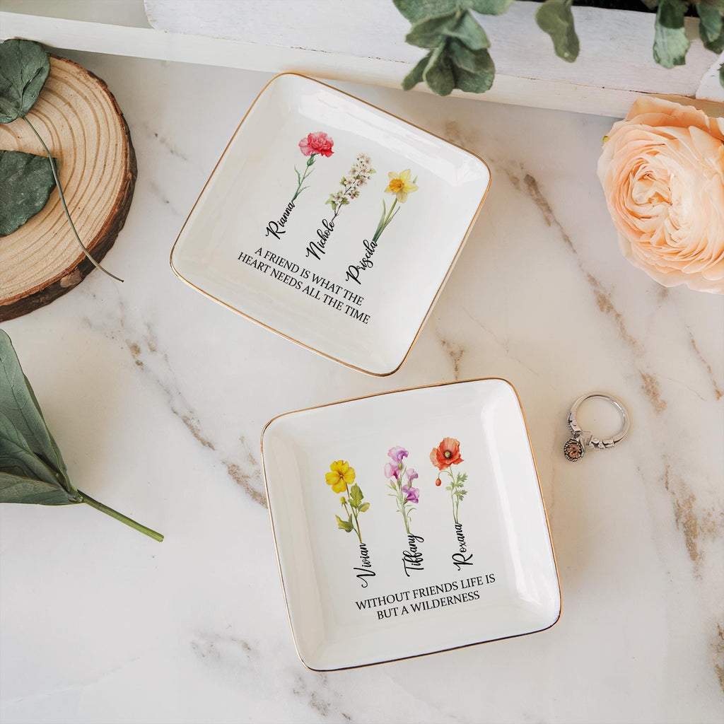 Personalized Birth Flower Jewelry Dish