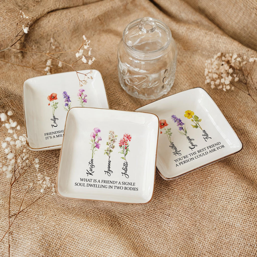 Personalized Birth Flower Jewelry Dish