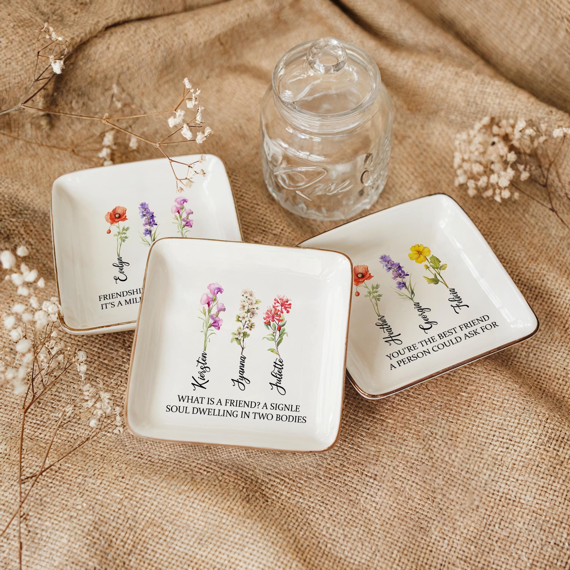 Personalized Birth Flower Jewelry Dish