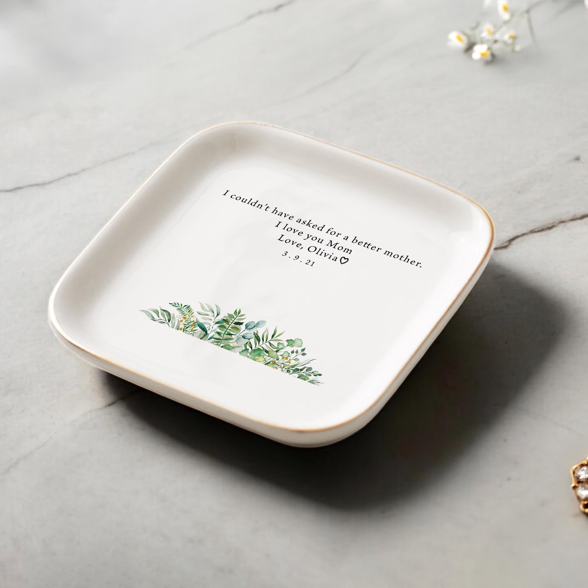Custom Floral Mom Trinket Dish, Flower Ring Dish, Personalized Gift, Mother's Day Gift, Mother Daughter Gift, Mom Gift, Mother Birthday Gift