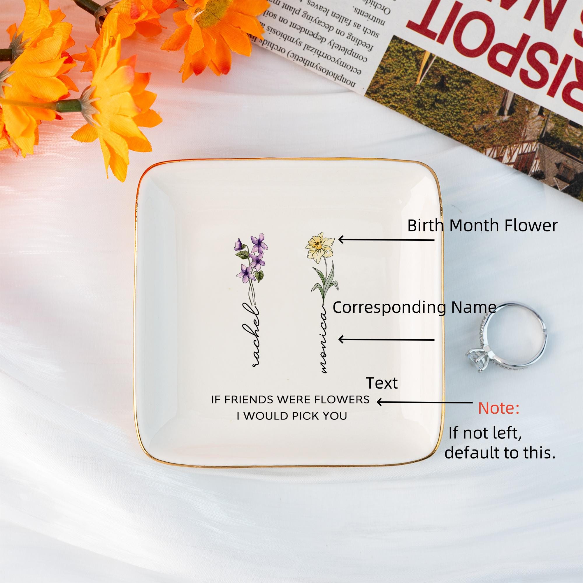 Personalized Birth Flower Jewelry Dish