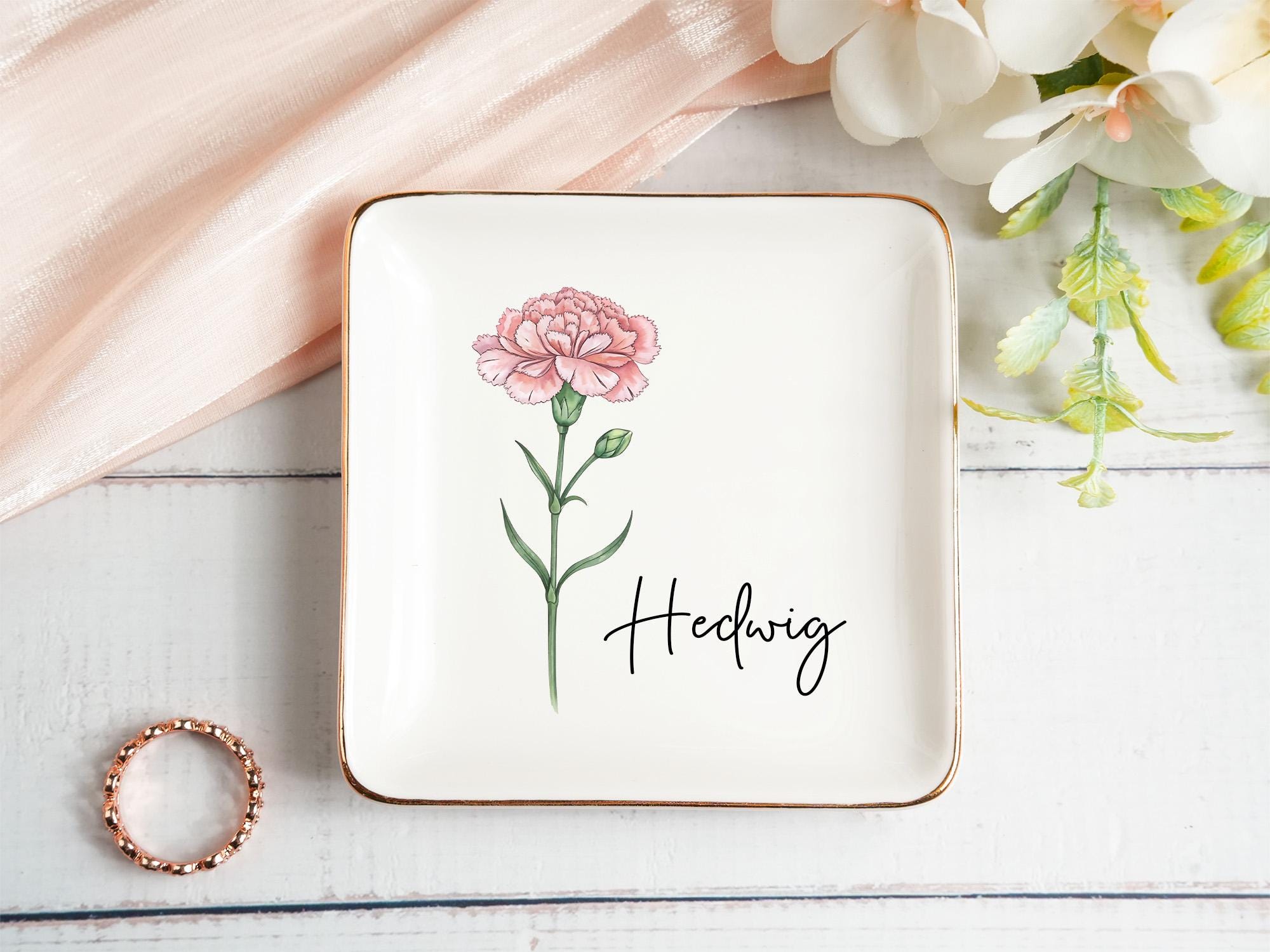 Custom Birthflower Ring Dish