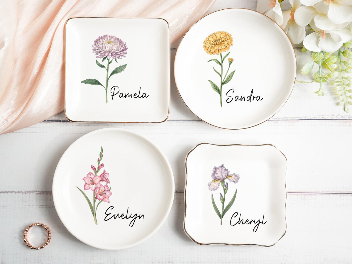 Custom Birthflower Ring Dish
