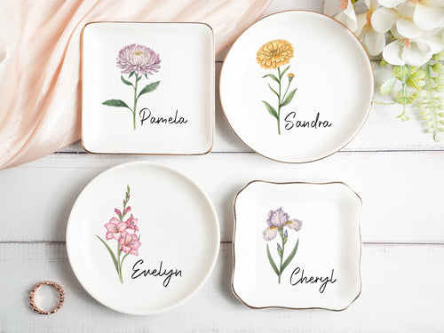 Custom Birthflower Ring Dish