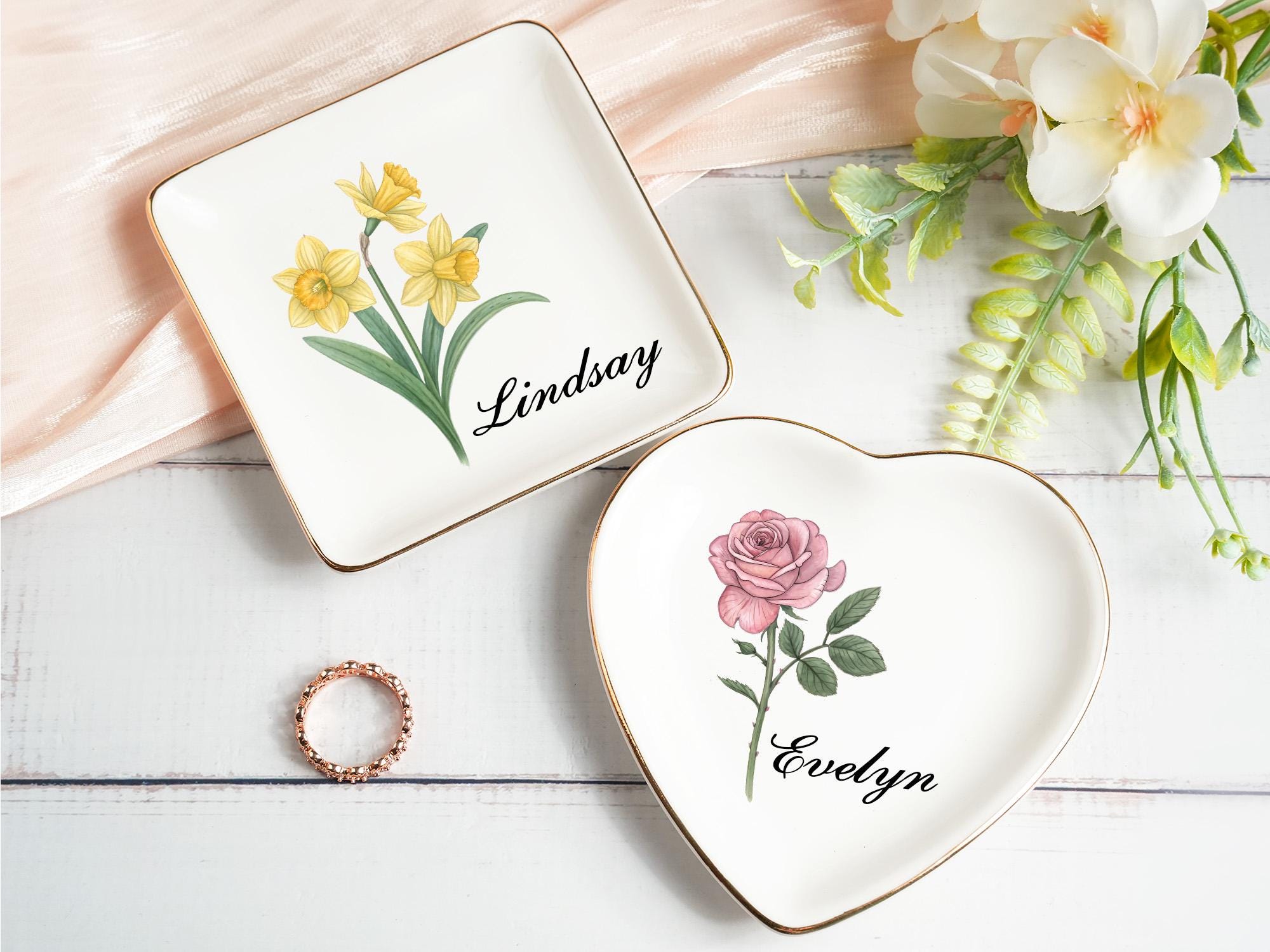 Custom Birthflower Ring Dish