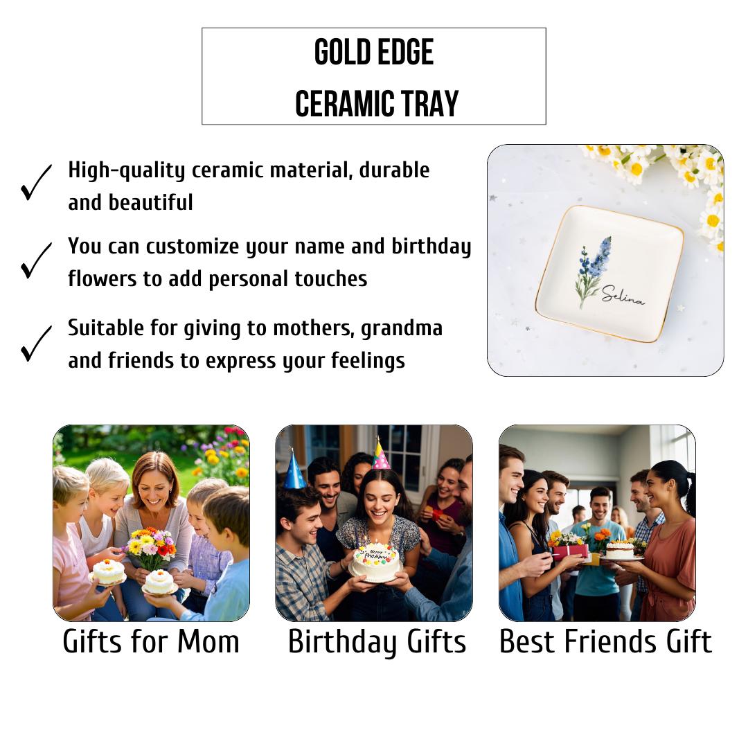 Personalized Birth Flower Jewelry Dish