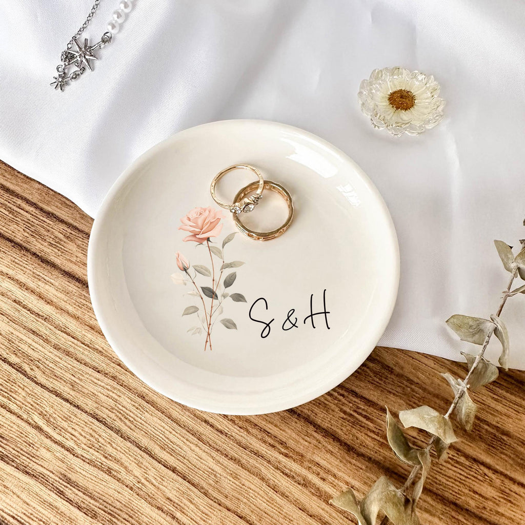 Personalized Birth Flower Ring Dish