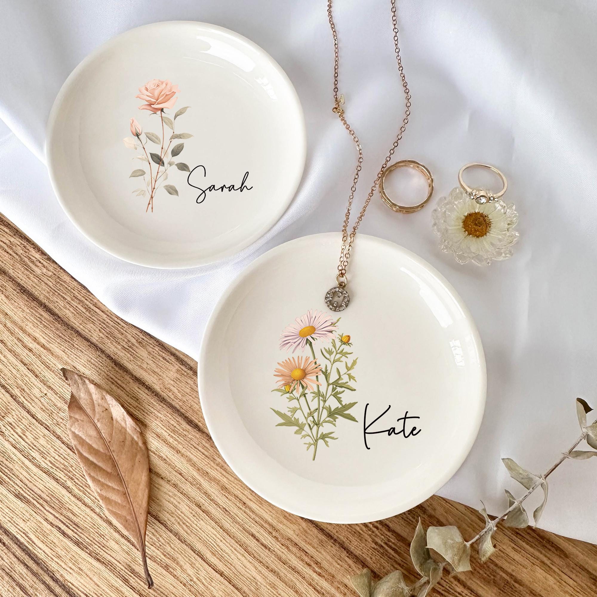 Personalized Birth Flower Ring Dish
