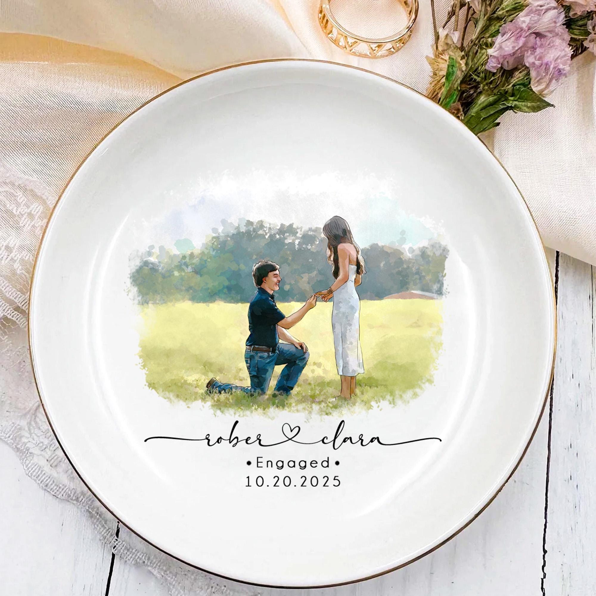 Personalized Couple Portrait Ring Dish, Engagement Gift, Wedding Gift for Couple, Handmade Custom Ring Holder, Custom Photo Jewelry Tray