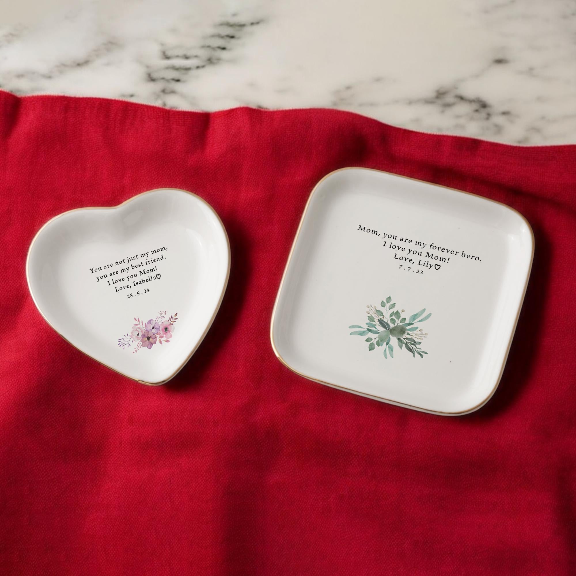 Custom Floral Mom Trinket Dish, Flower Ring Dish, Personalized Gift, Mother's Day Gift, Mother Daughter Gift, Mom Gift, Mother Birthday Gift