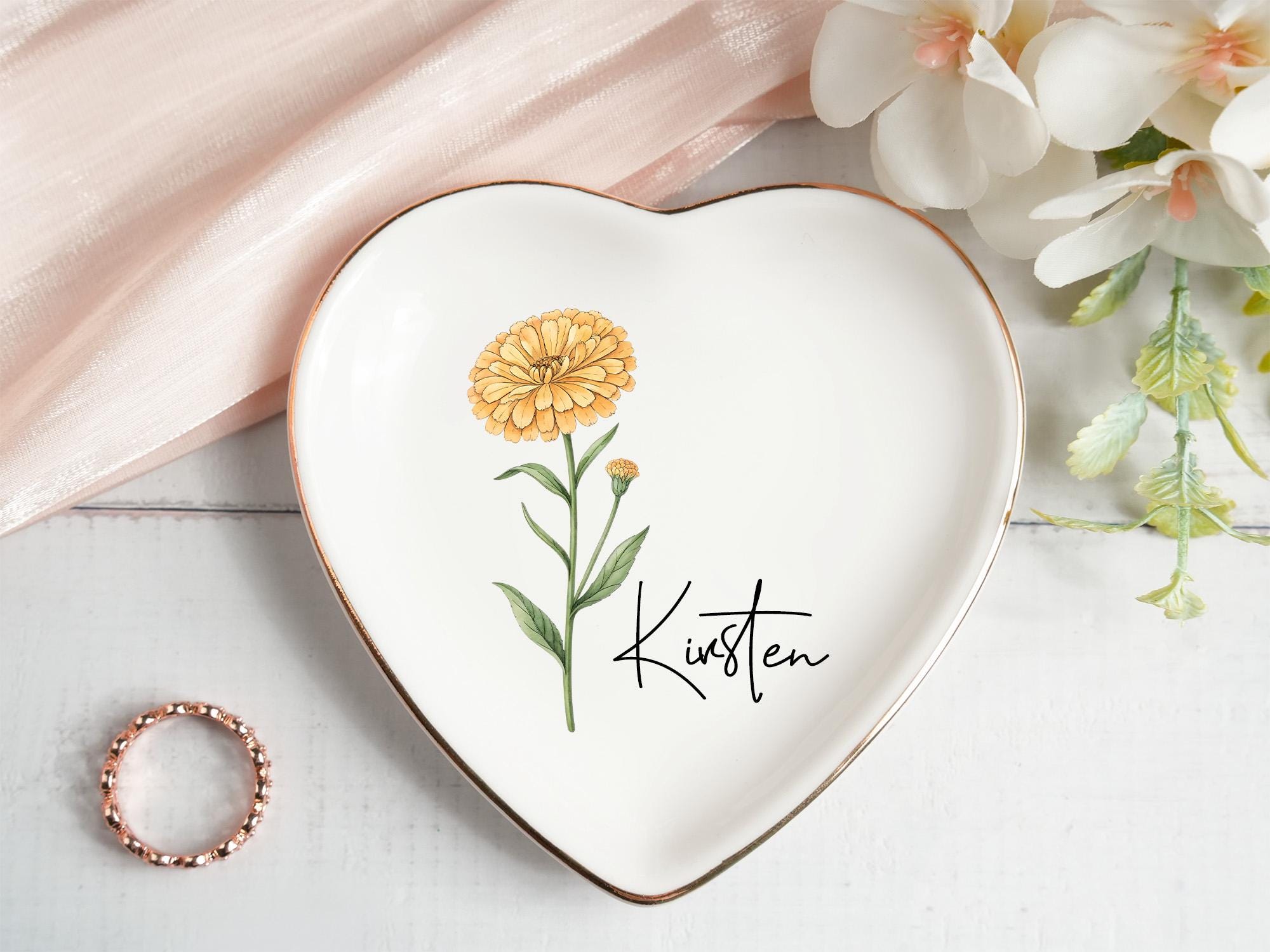 Custom Birthflower Ring Dish