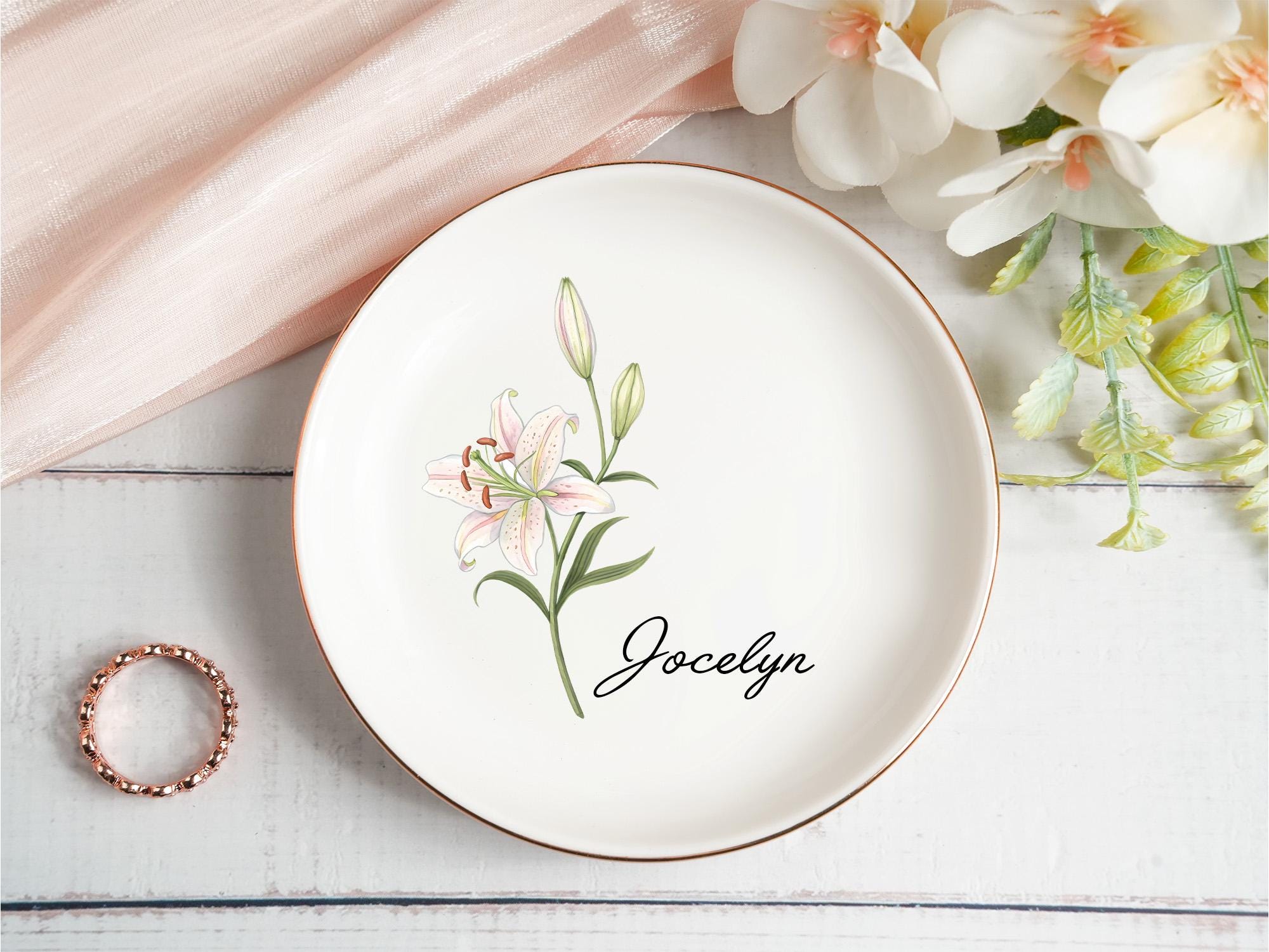 Custom Birthflower Ring Dish