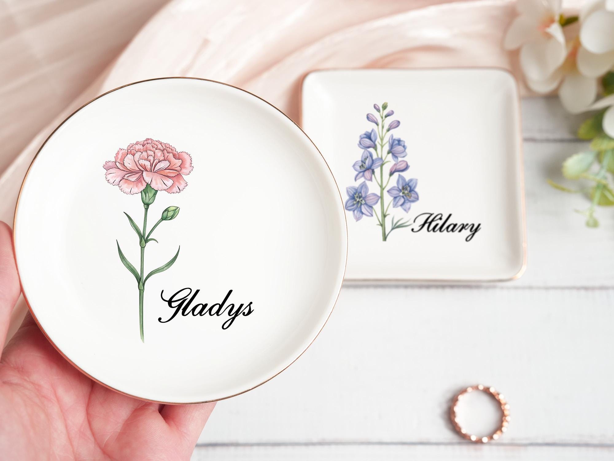 Custom Birthflower Ring Dish
