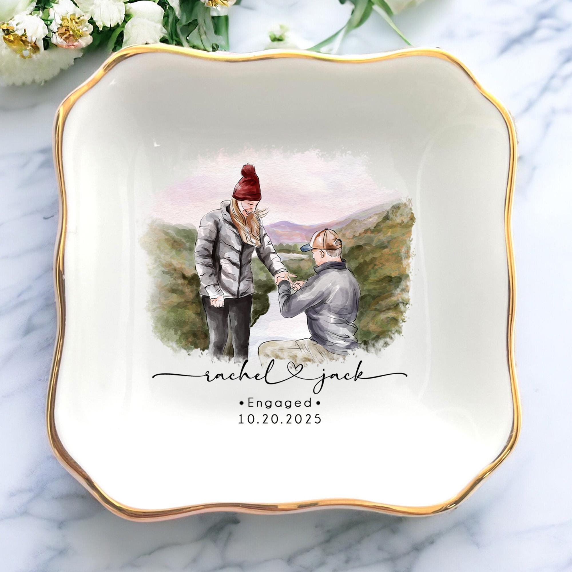 Personalized Couple Portrait Ring Dish, Engagement Gift, Wedding Gift for Couple, Handmade Custom Ring Holder, Custom Photo Jewelry Tray