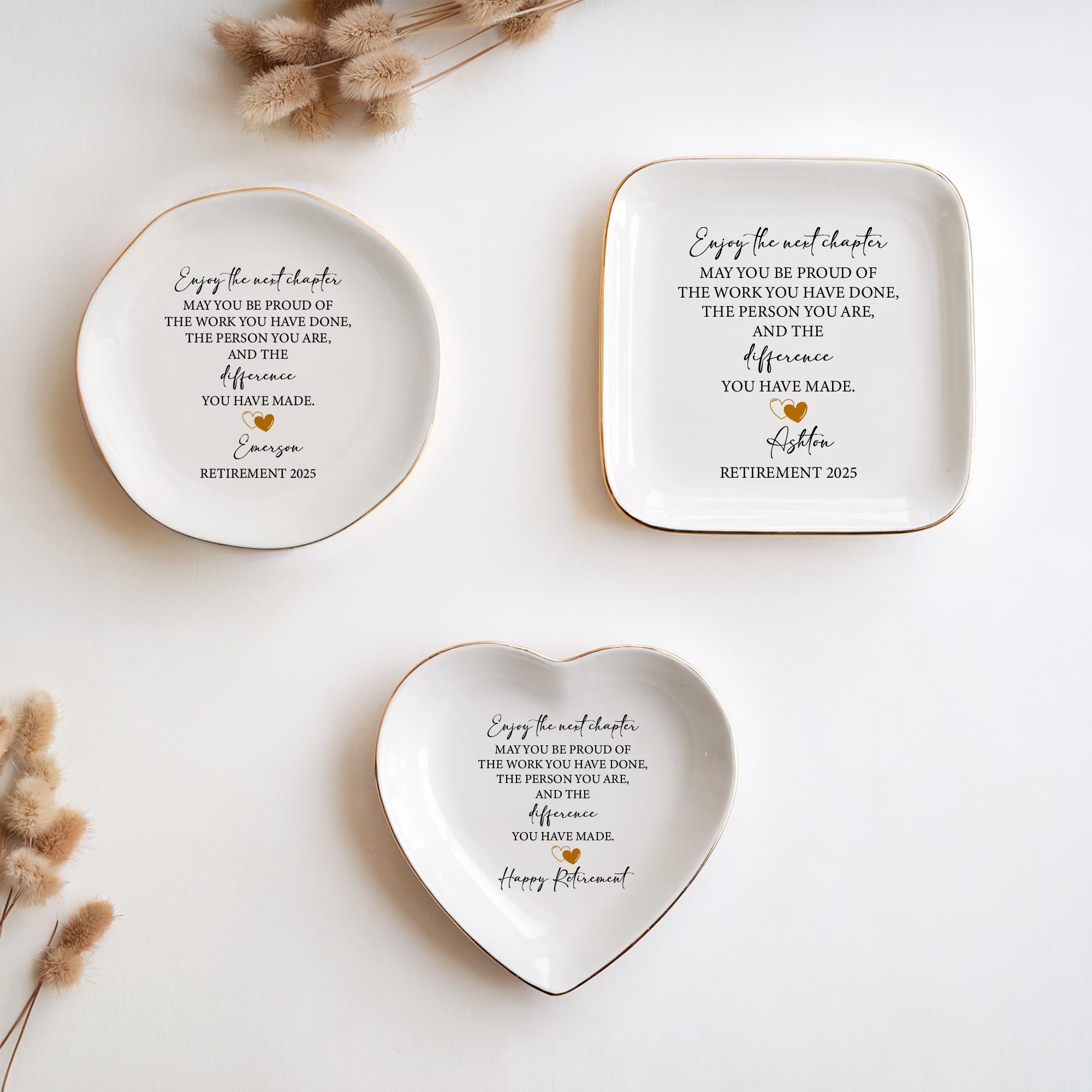 Custom Happy Retirement Ring Dish, Personalized Retirement Trinket, Happy Retirement Gift, Custom Coworker Ring Dish, Gift for Coworker