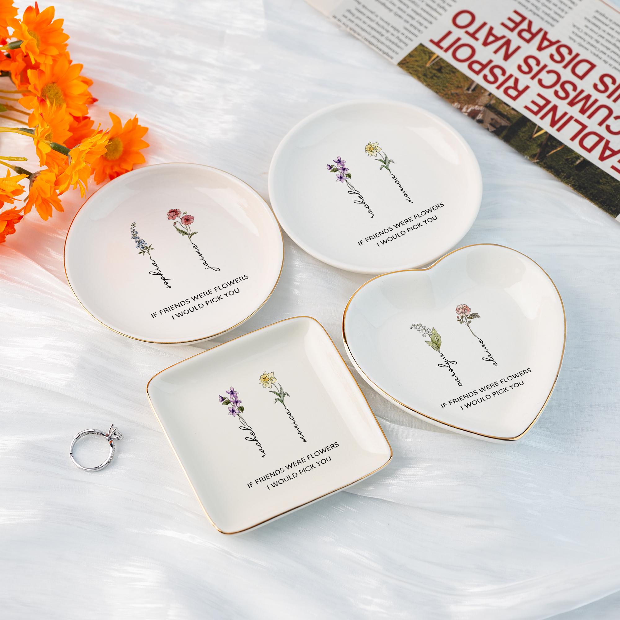 Personalized Birth Flower Jewelry Dish