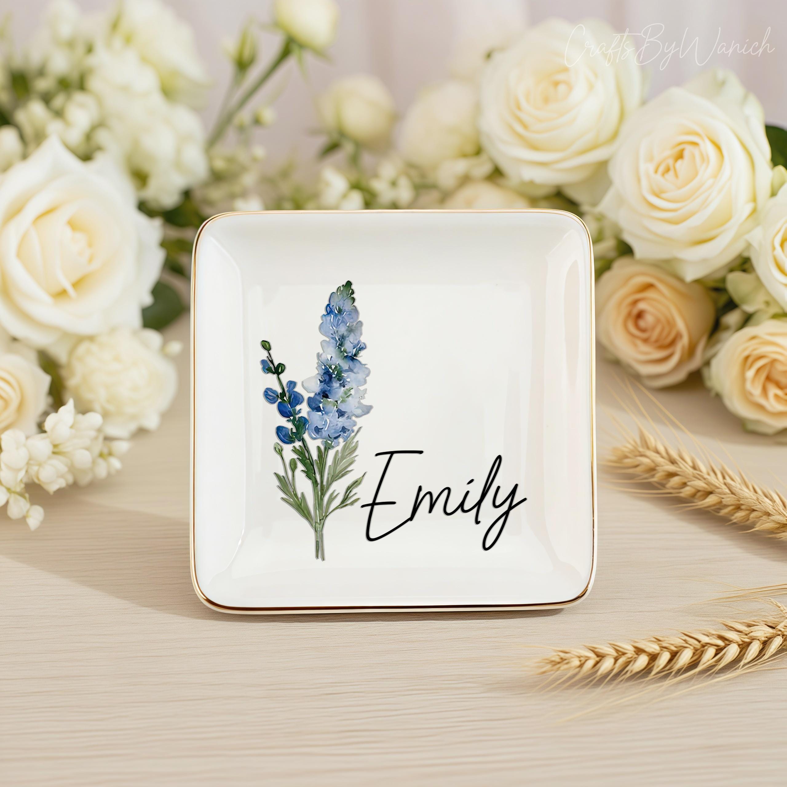 Personalised Birth Flower Trinket Dish