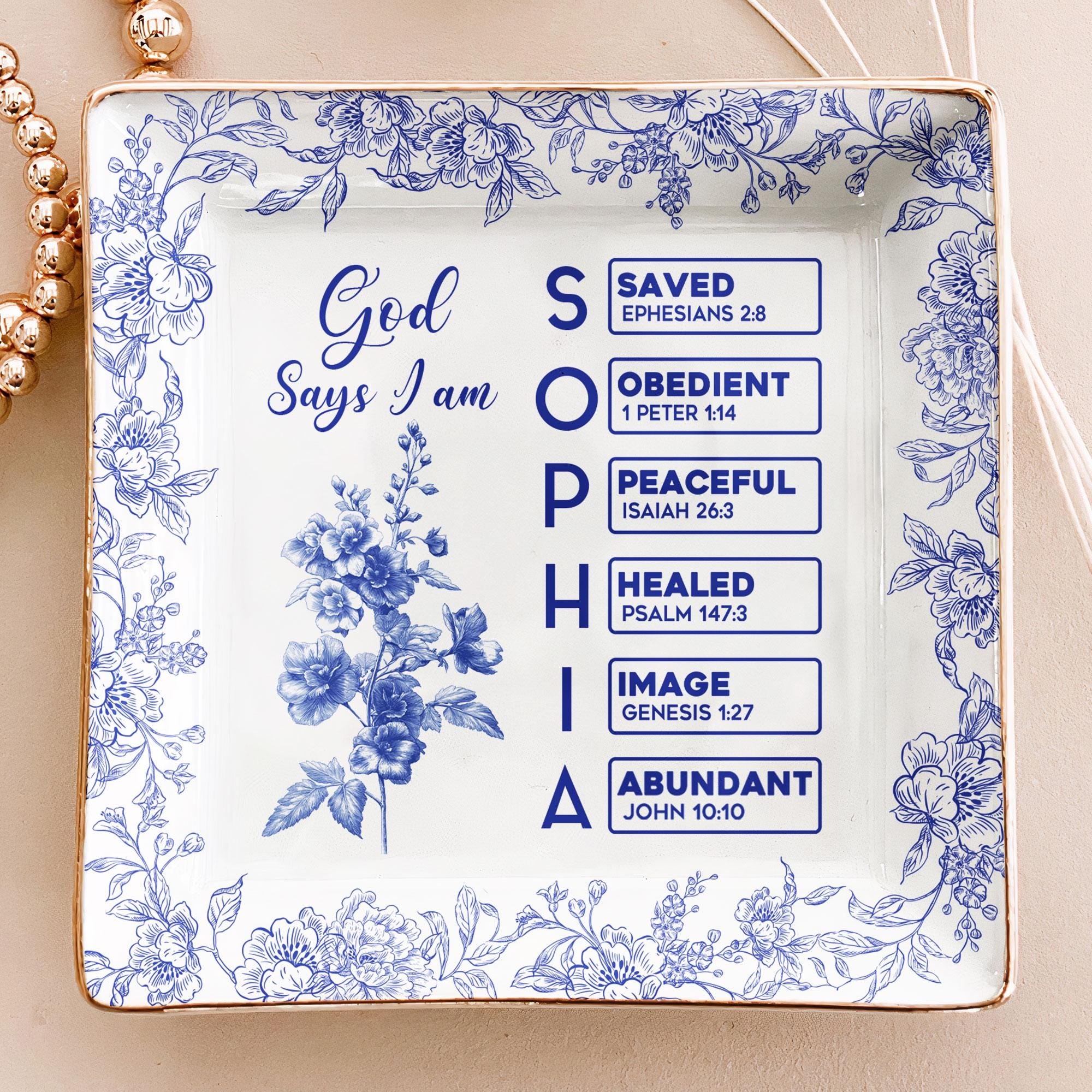 Toile De Jouy Ceramic Ring Holder