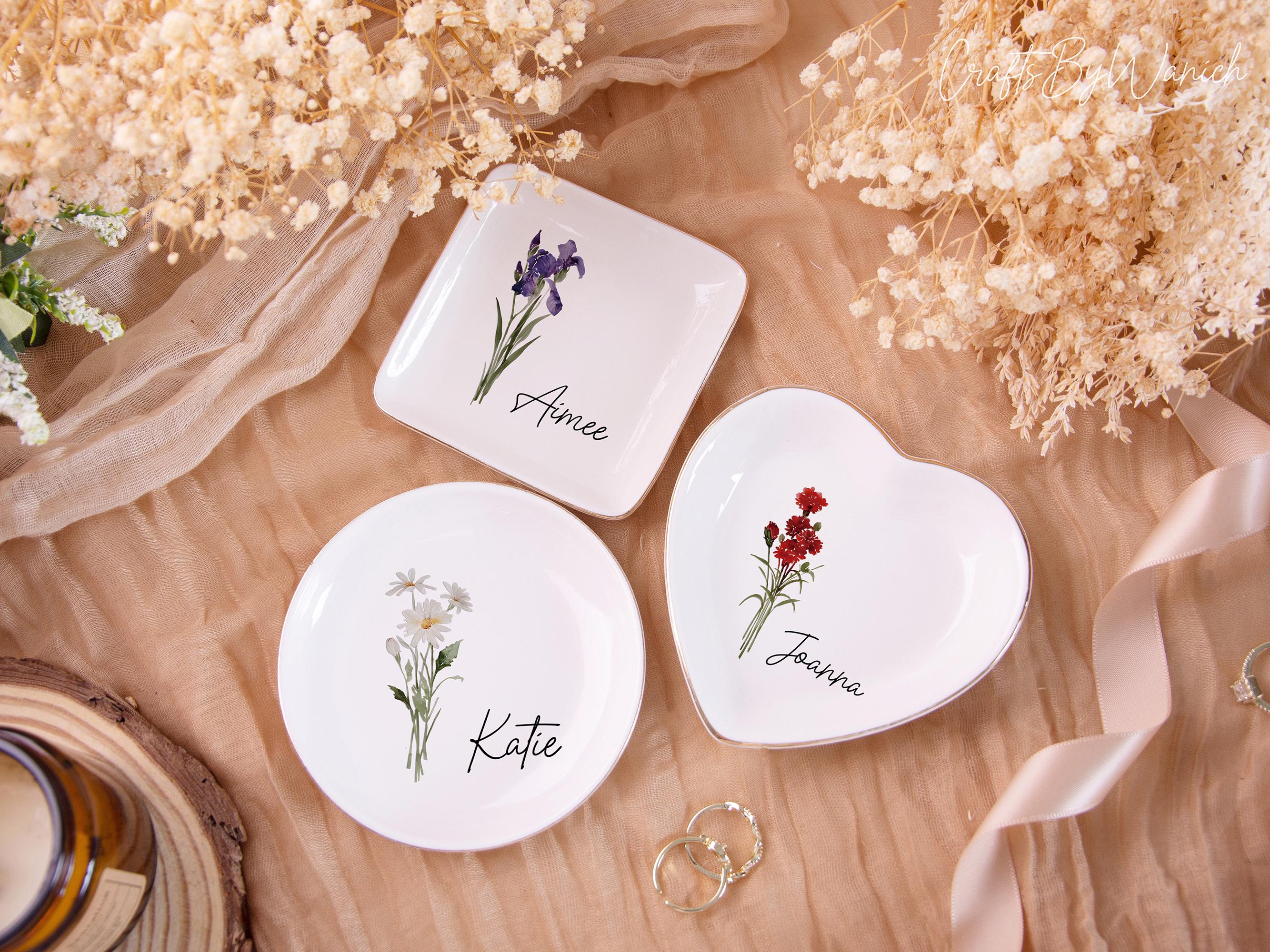 Personalised Birth Flower Trinket Dish