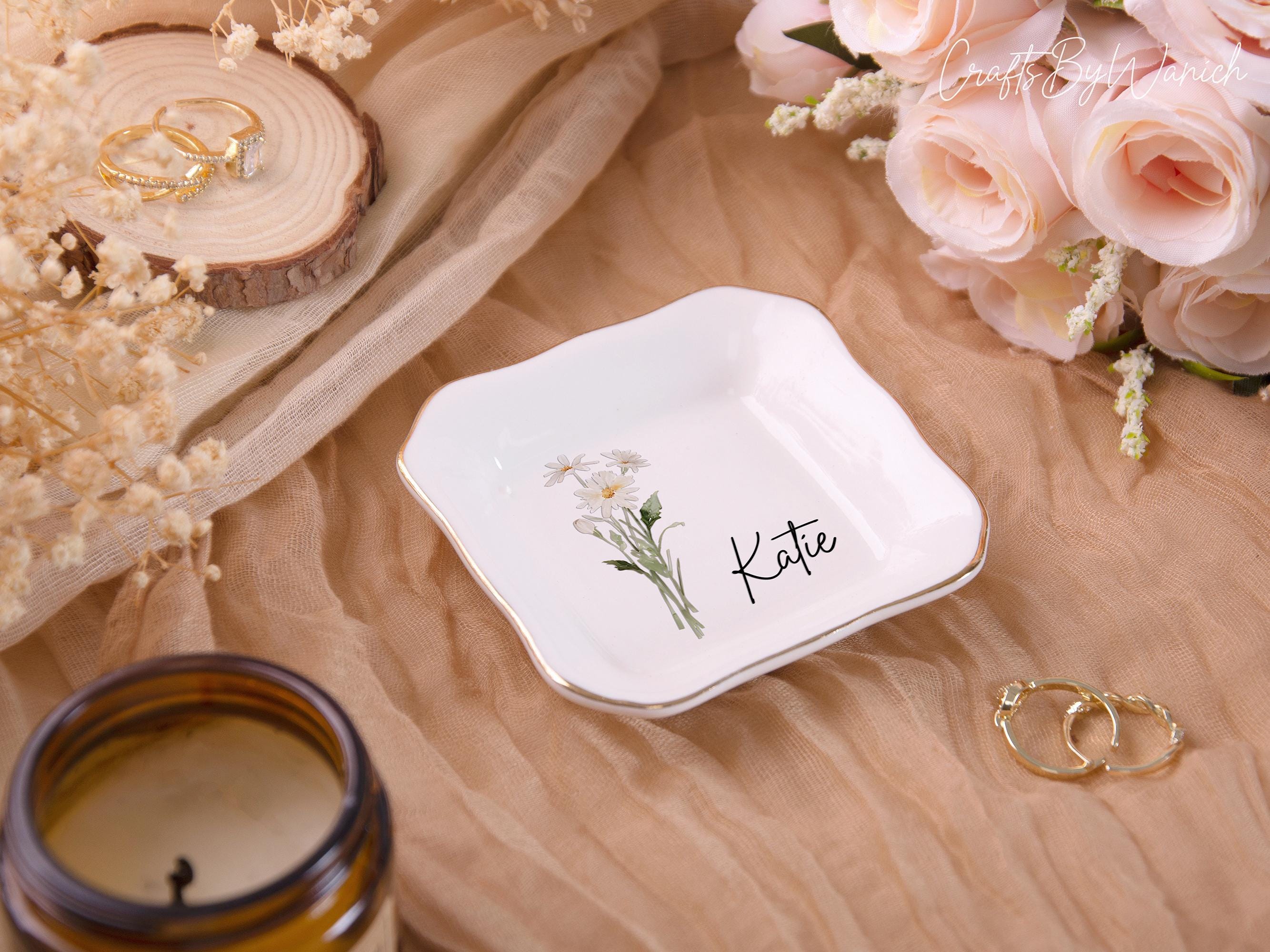 Personalised Birth Flower Trinket Dish