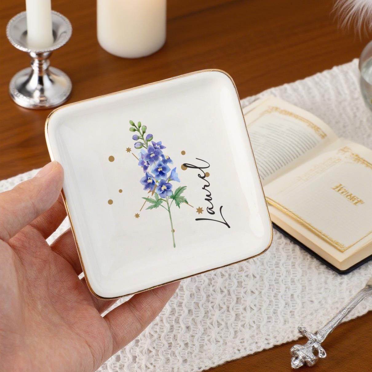 Zodiac and Flower with Constellation Trinket Dish