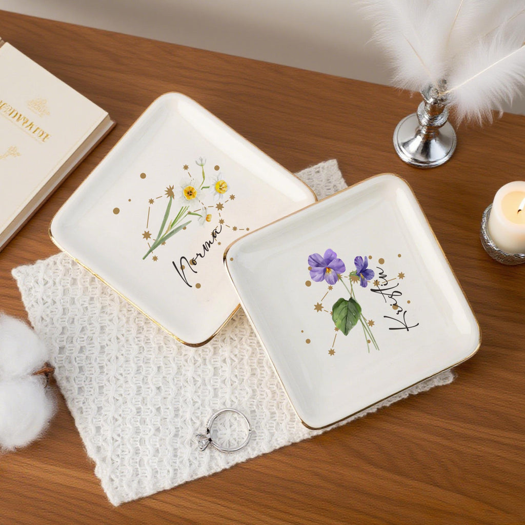 Zodiac and Flower with Constellation Trinket Dish