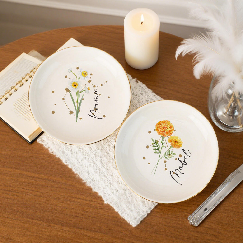 Zodiac and Flower with Constellation Trinket Dish