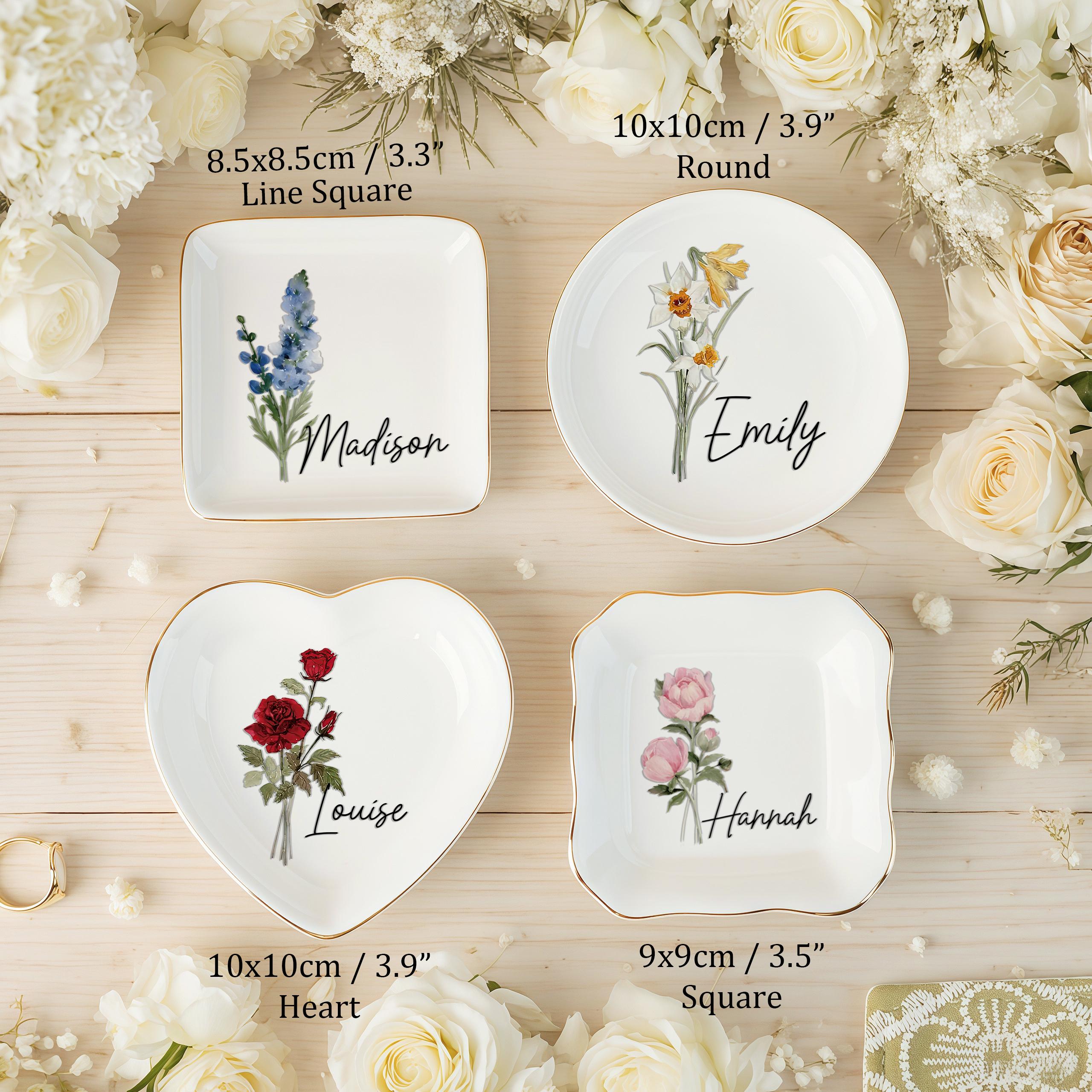 Personalised Birth Flower Trinket Dish